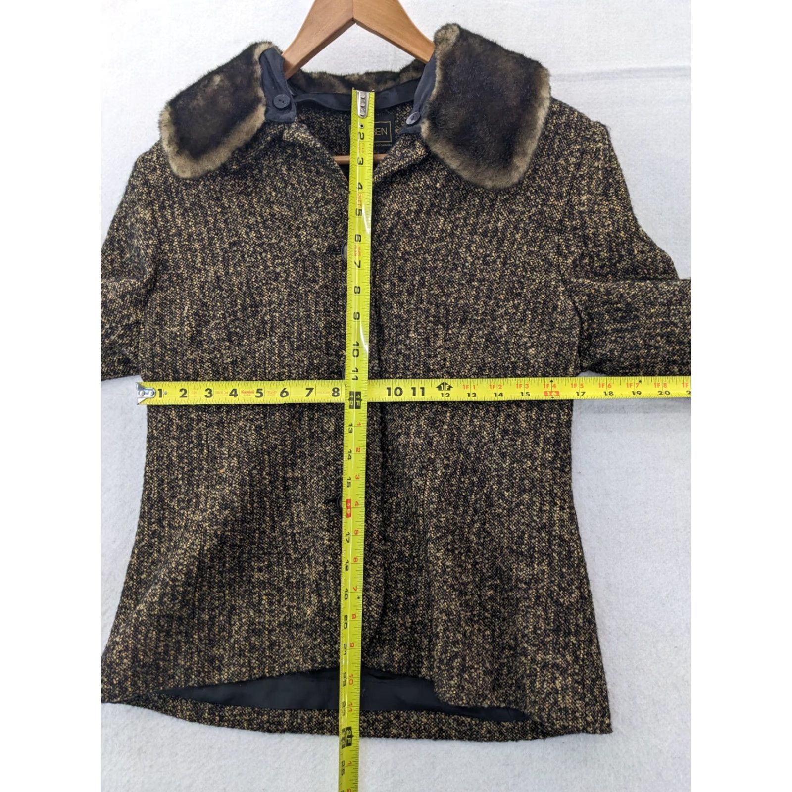 Vintage VINTAGE Louben Jacket Women Mid-Length Wool Blend Lined Knit Brown Black Size 10 Pockets 90s Designer Coat Canada Size L / US 10 / IT 46 - 5 Thumbnail