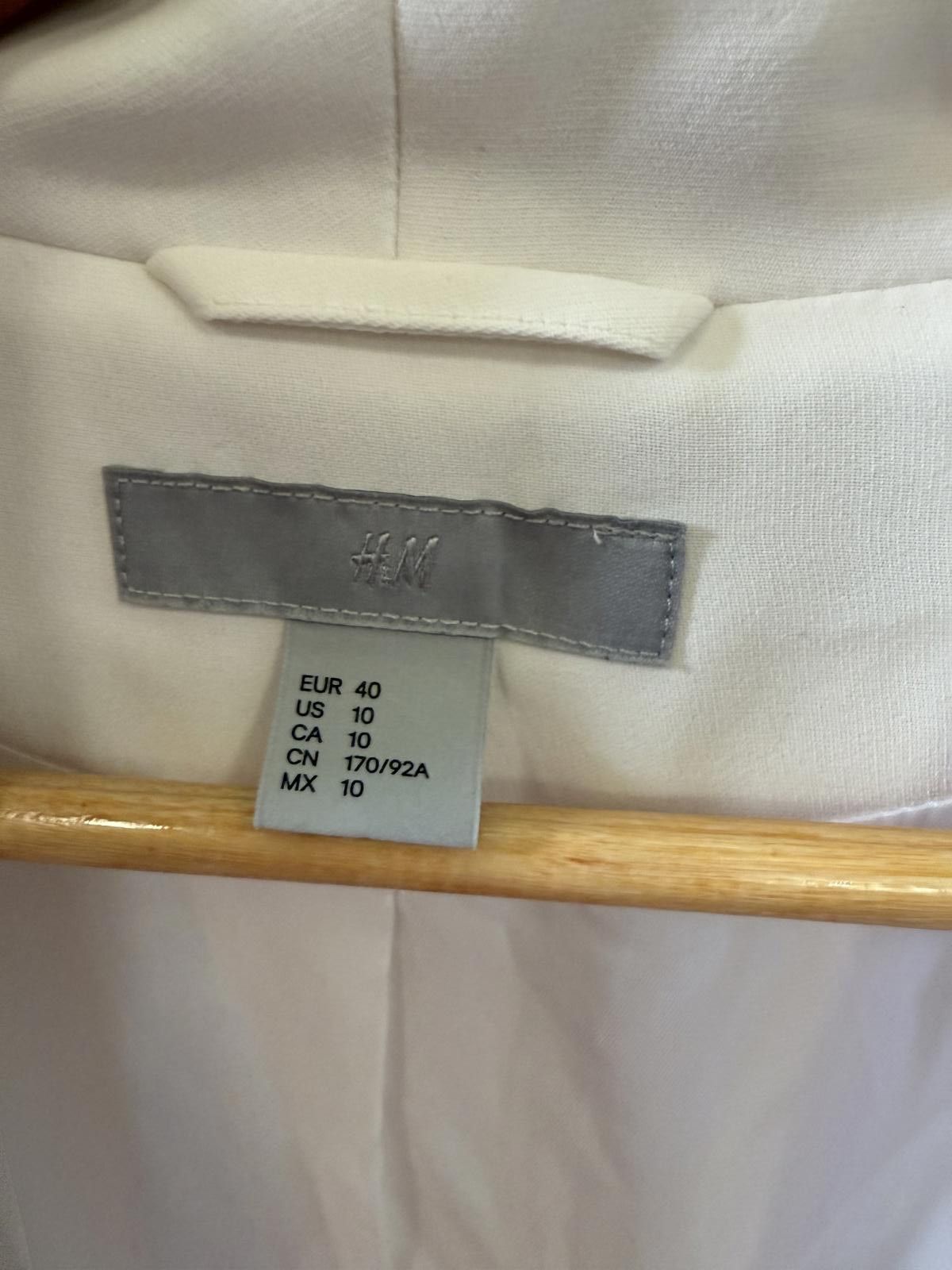 H&M White Women's Blazer Size US 10 Size L / US 10 / IT 46 - 3 Thumbnail