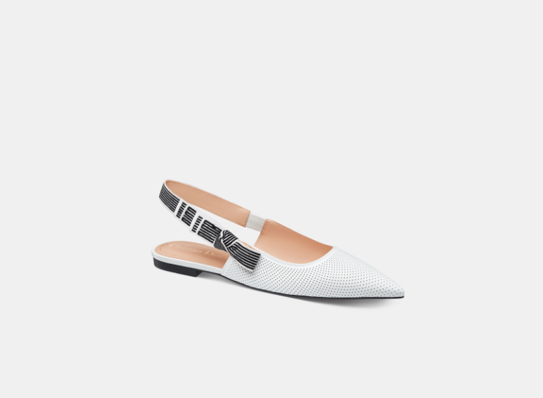 Dior o1w1db10426 KCF009 Toujours Slingback Flats in White Size US 6 / IT 36 - 2 Thumbnail