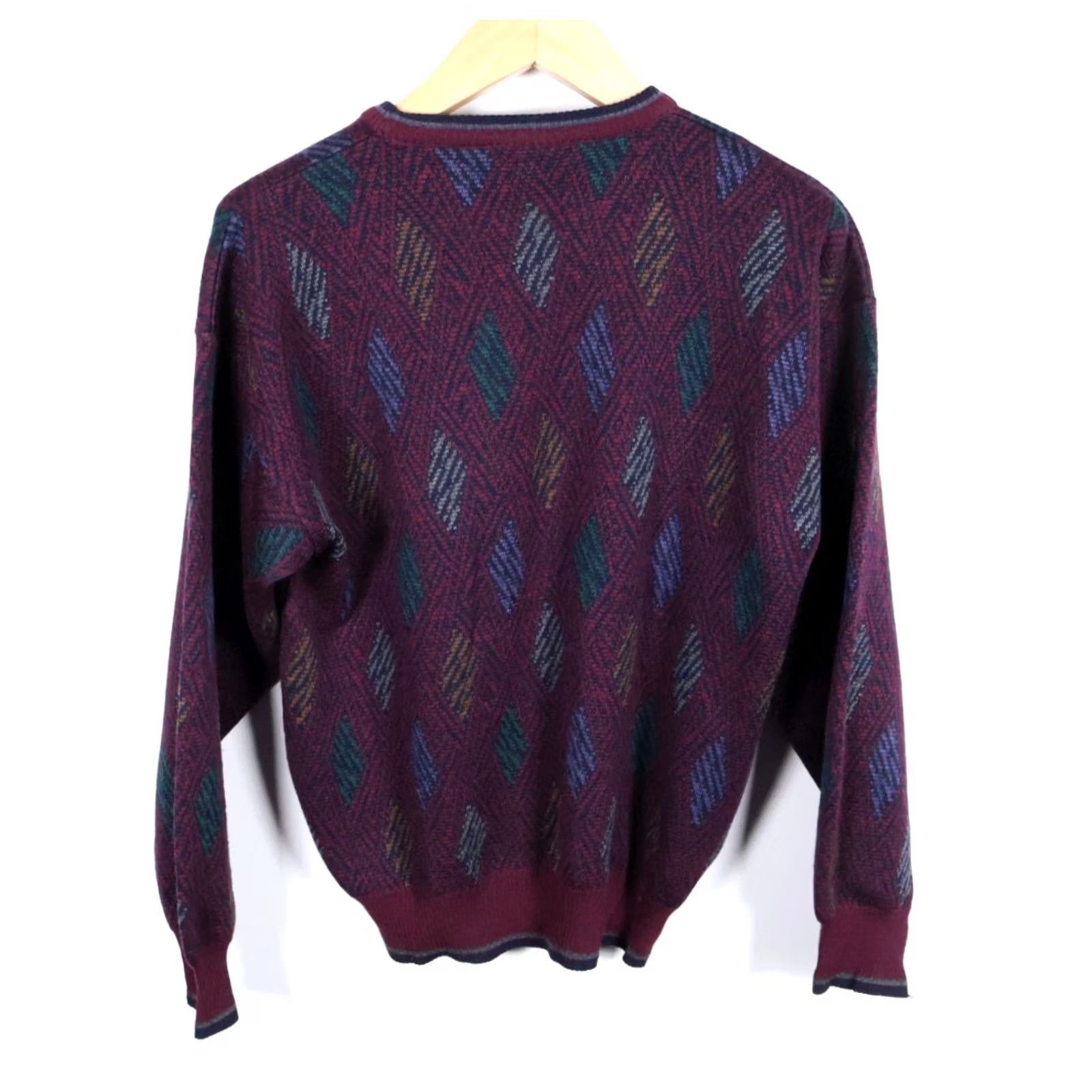 Vintage VINTAGE Maglificio Florence Wool Sweater Mens Medium Dark Red Diamond Pattern Italy Size US M / EU 48-50 / 2 - 2 Thumbnail