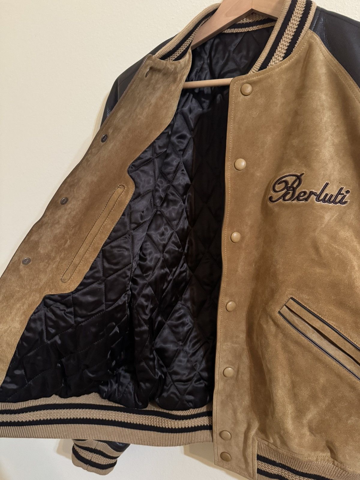Berluti Berluti Suede Leather Varsity Jacket Natural R48 Size US S / EU 44-46 / 1 - 4 Thumbnail