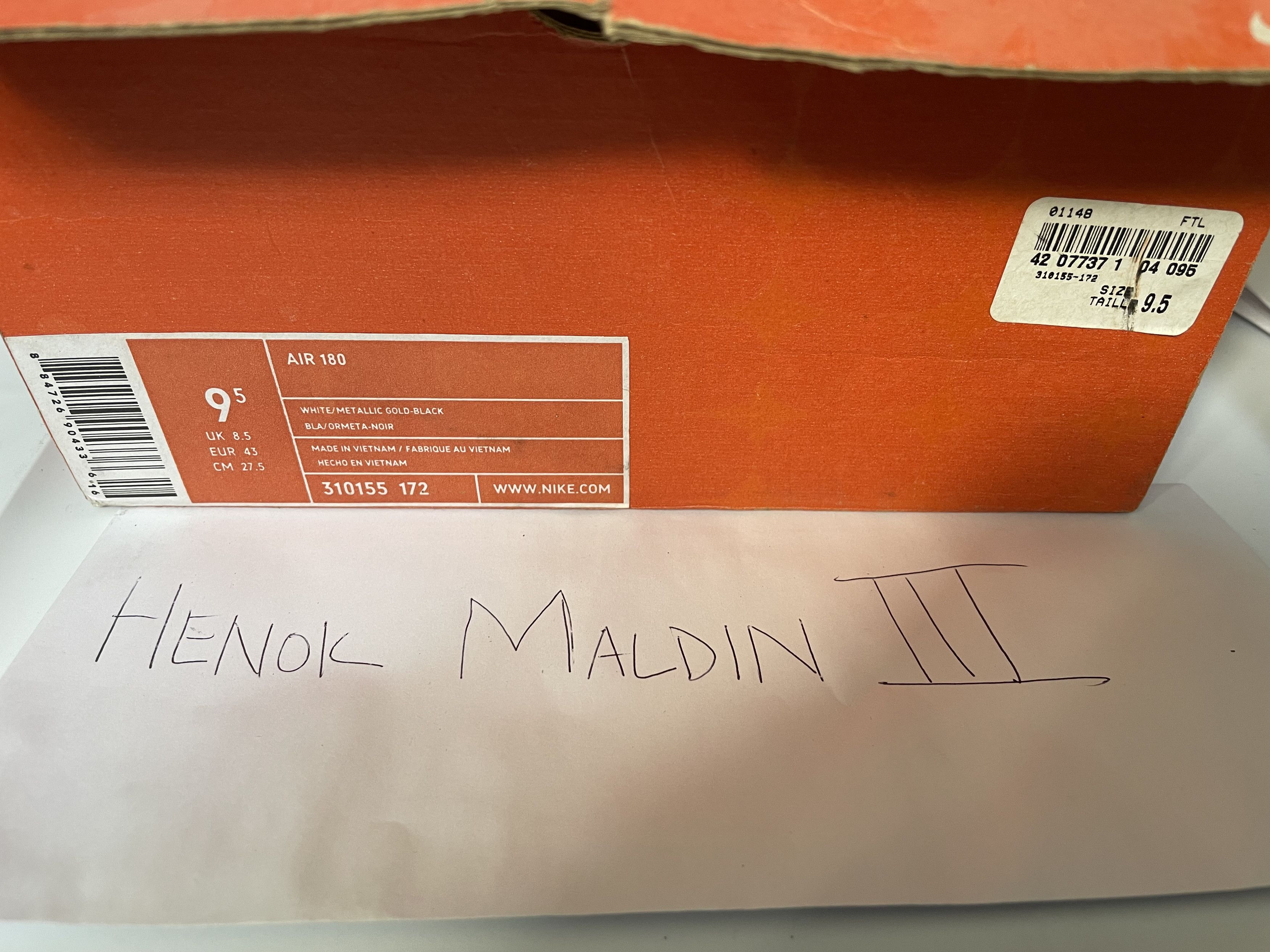 Nike AIR MAX 180 White Black Gold Size US 9.5 / EU 42-43 - 1 Thumbnail