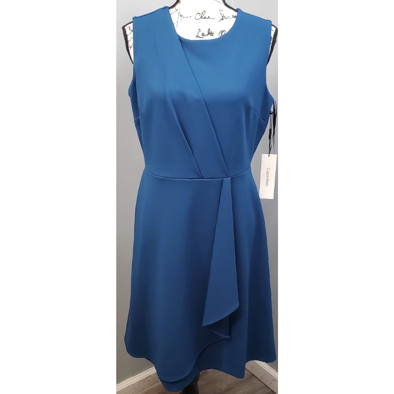 Calvin Klein Calvin Klein Wrap Dress Women Size 8 Blue Sleeveless Round Neck Zip Size M / US 6-8 / IT 42-44 - 2 Thumbnail