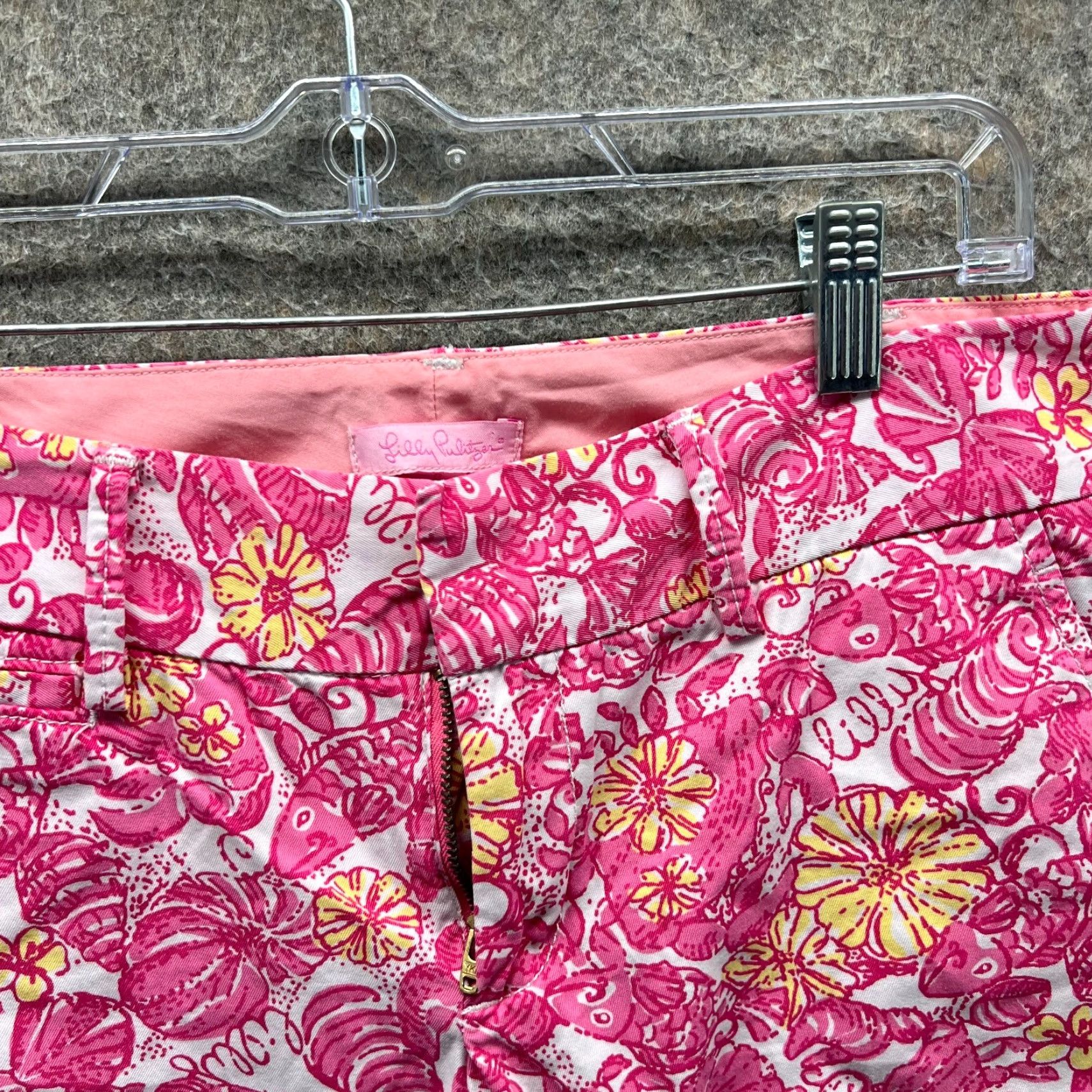 Lilly Pulitzer Lilly Pulitzer Pants Womens 0 Pink Yellow Floral Shell Print Straight Leg AOP Pants Size 25" / US 0 / IT 36 - 5 Thumbnail