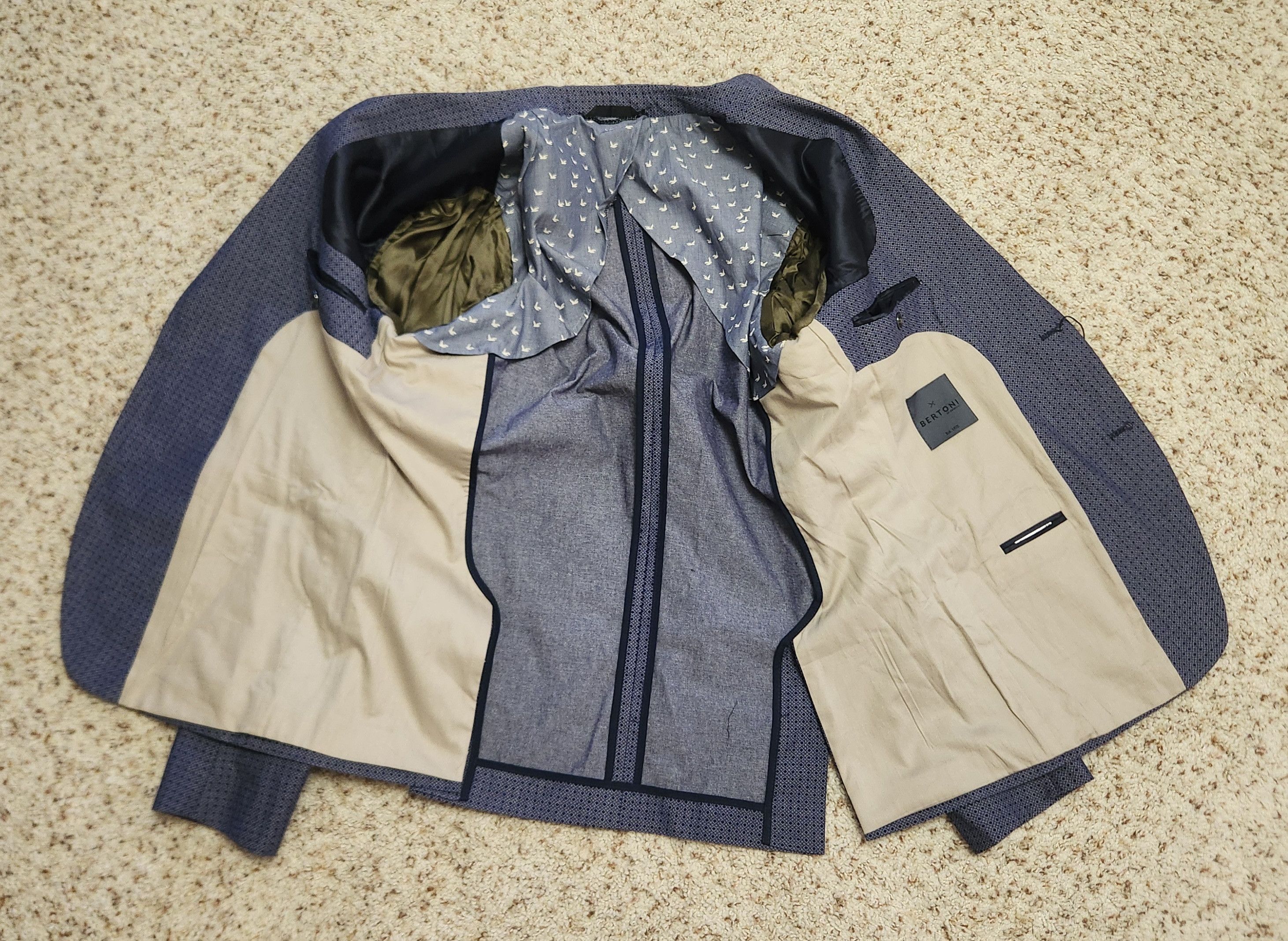 Other Bertoni sport coat 42 blue cotton pattern men's Denmark Size 42R - 6 Thumbnail