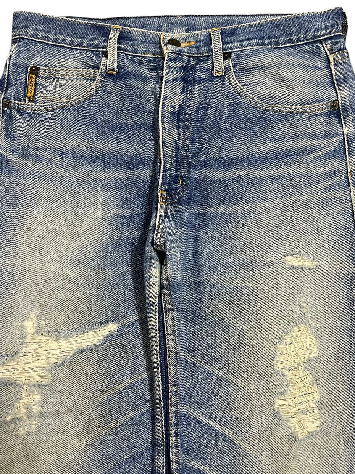 Armani Vintage Italy Armani Jeans Blue Wash Distressed Loose Jeans Size US 32 / EU 48 - 3 Thumbnail