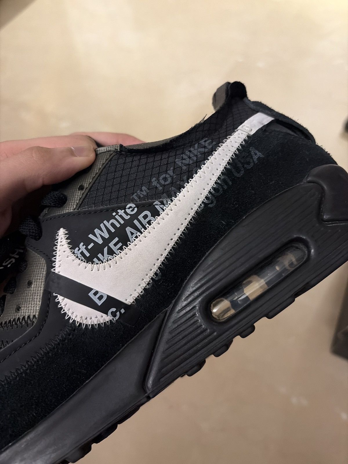Nike × Off-White Nike Off White Air Max 90 Black Size US 9.5 / EU 42-43 - 13 Thumbnail