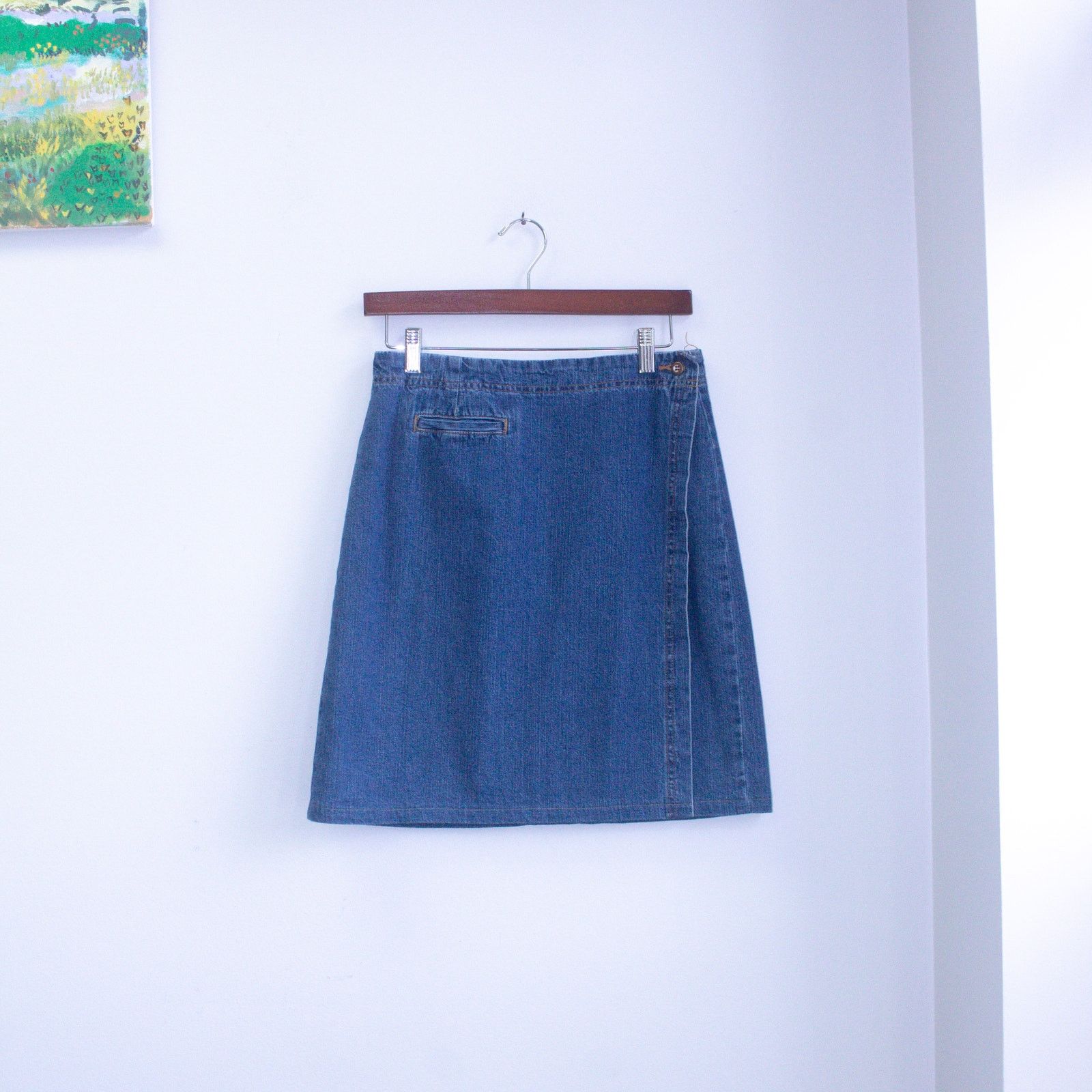 Vintage Y2K Denim Knee Length Skirt Size 12 Size 34" / US 12 / IT 48 - 1 Thumbnail