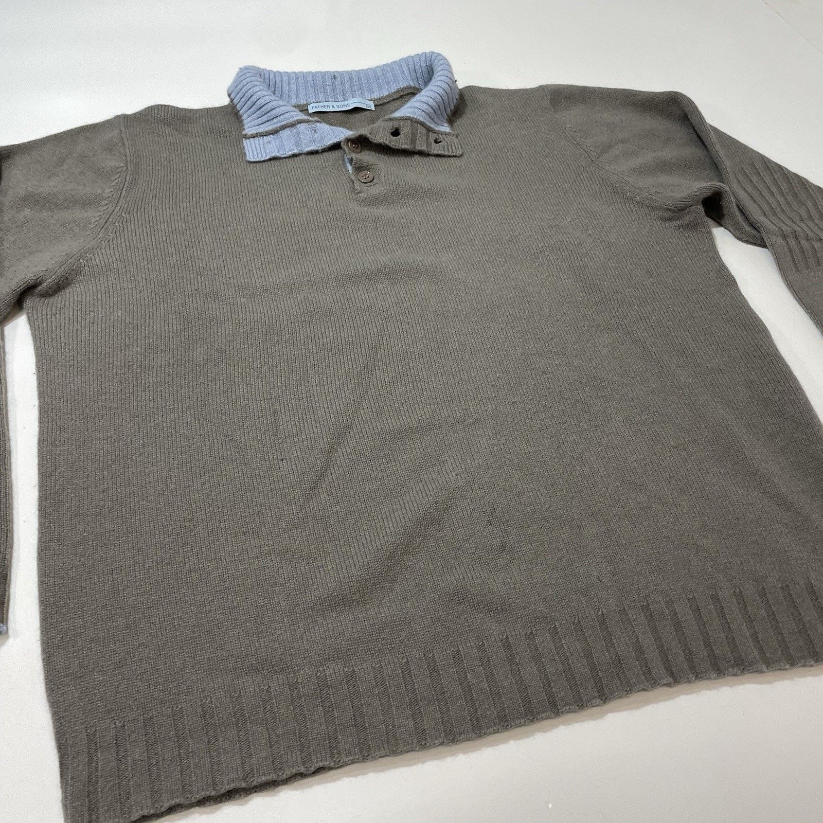 &SONS Father & Sons Cashmere Sweater Pullover Men’s XXL Polo Gray Size US XXL / EU 58 / 5 - 2 Thumbnail