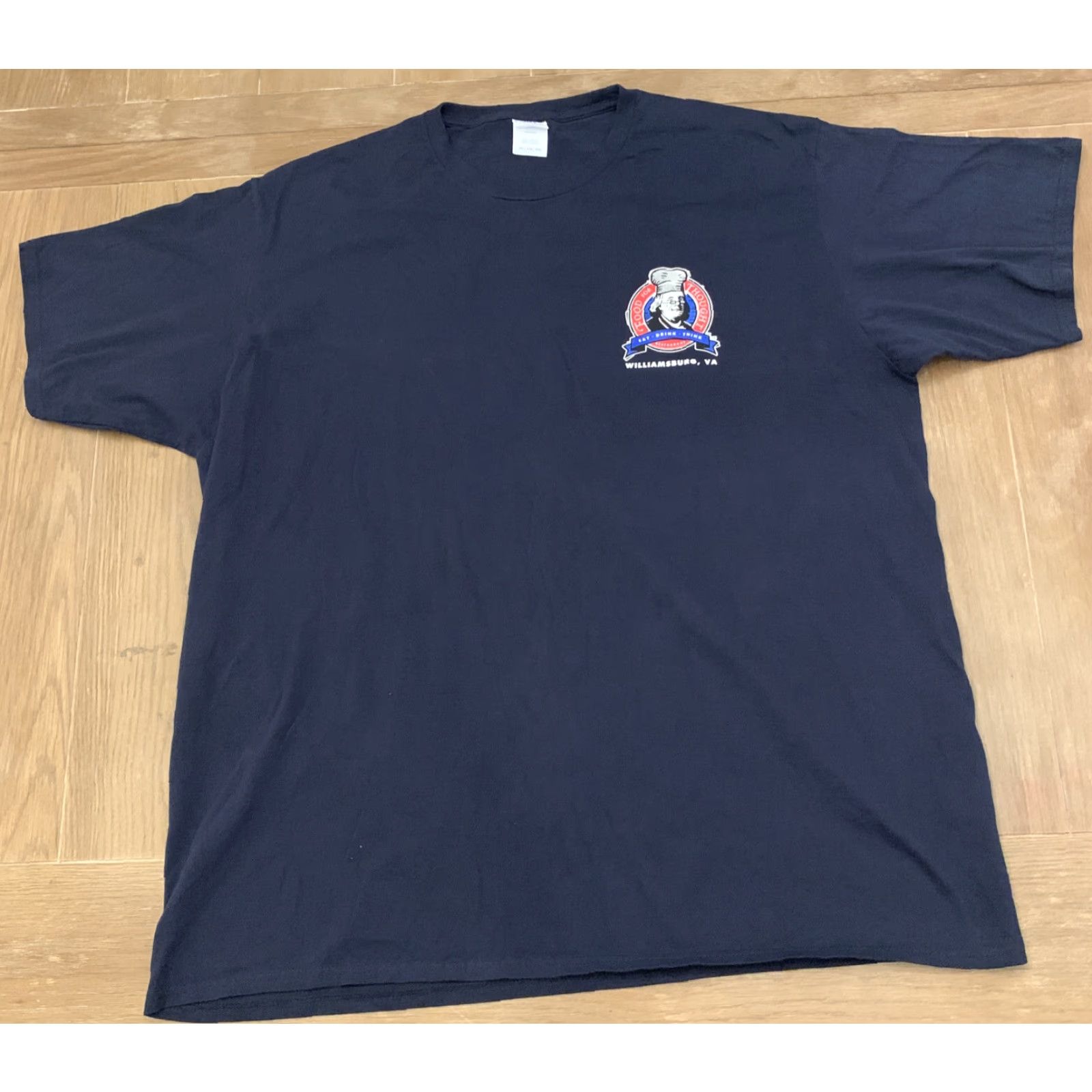 Vintage Thomas & Thomas Food for Thought Restraunt Williamsburg Va Thomas Jefferson T-Shirt 3XL Blue Men Big & Tall Shirt Patriotic American Proud Size US XXL / EU 58 / 5 - 2 Thumbnail