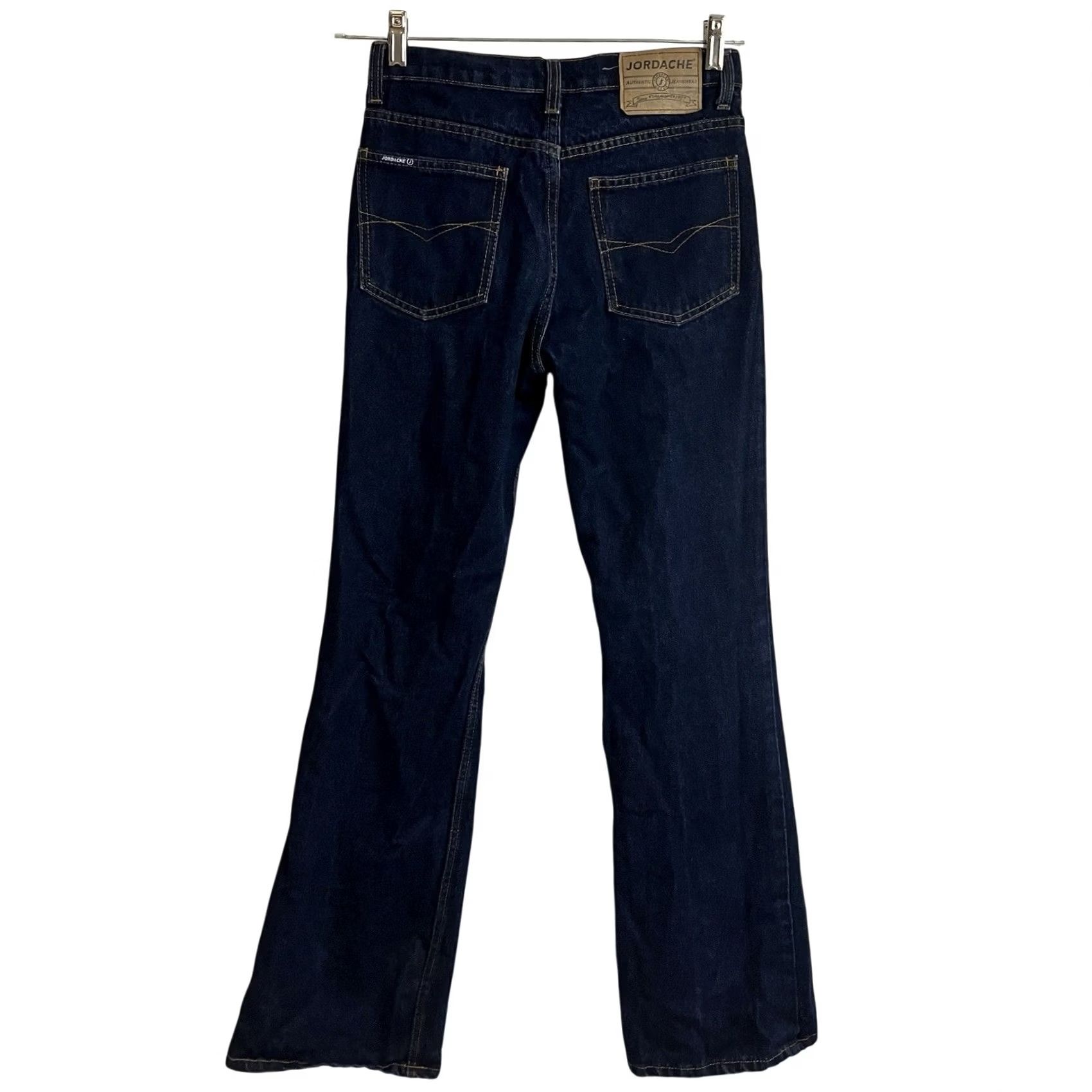 Jordache VINTAGE Jordache Jeans Womens 27 Dark Blue Flare Leg Wash Denim Mid Rise Size 27x31 Size 27" / US 4 / IT 40 - 2 Thumbnail