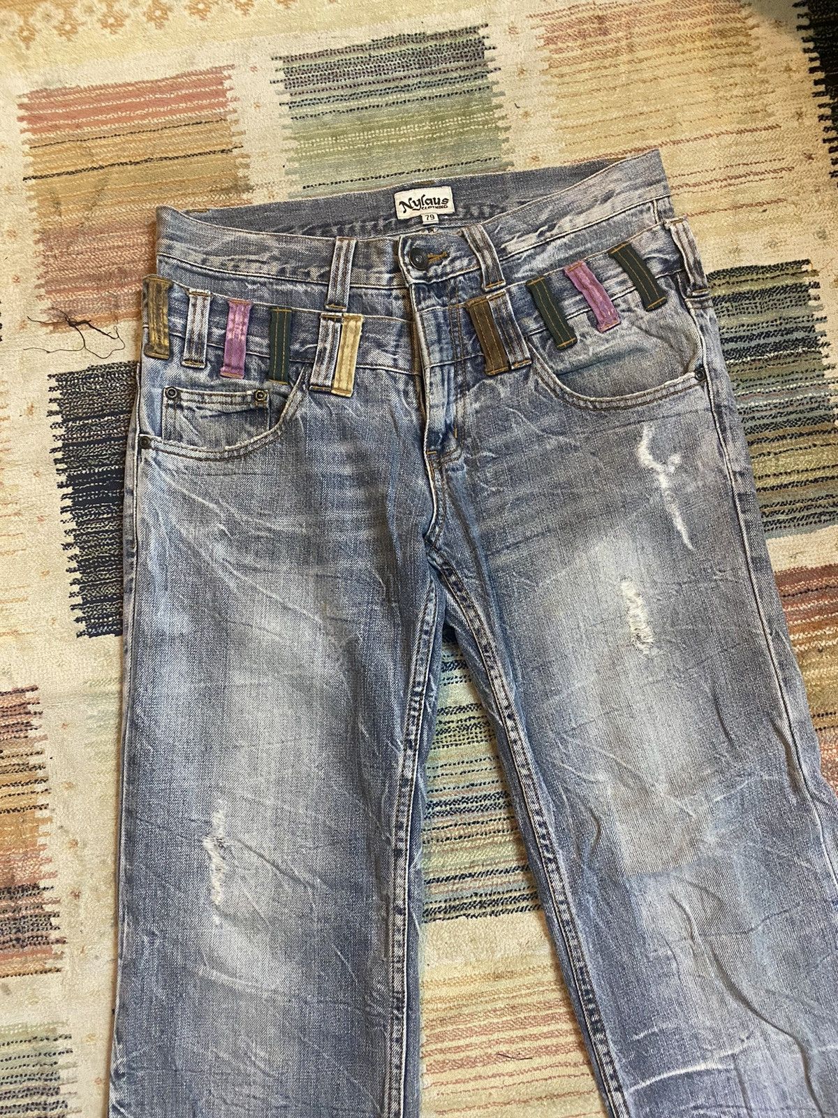 If Six Was Nine × Japanese Brand ❗️Distressed ❗️ Nylaus Denim Double Waist Jeans Size US 32 / EU 48 - 3 Thumbnail