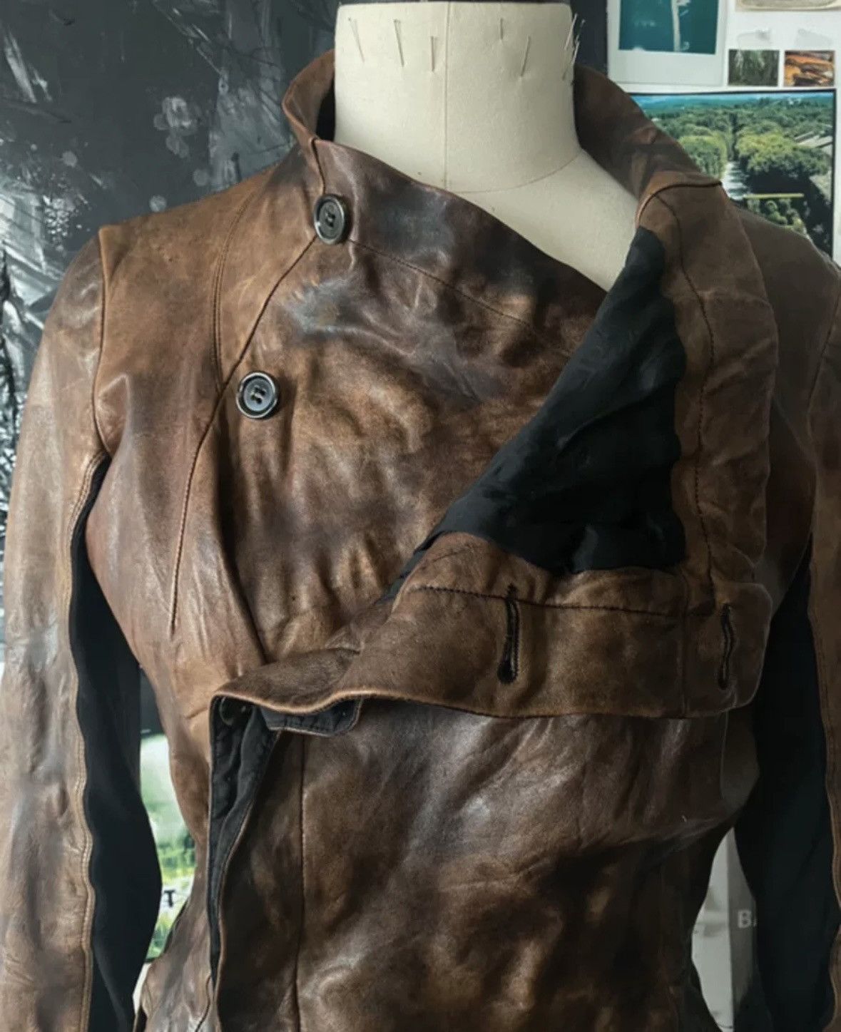 Rick Owens Rick Owens rare sand dune style vintage dark leather jacket Size US L / EU 52-54 / 3 - 4 Thumbnail