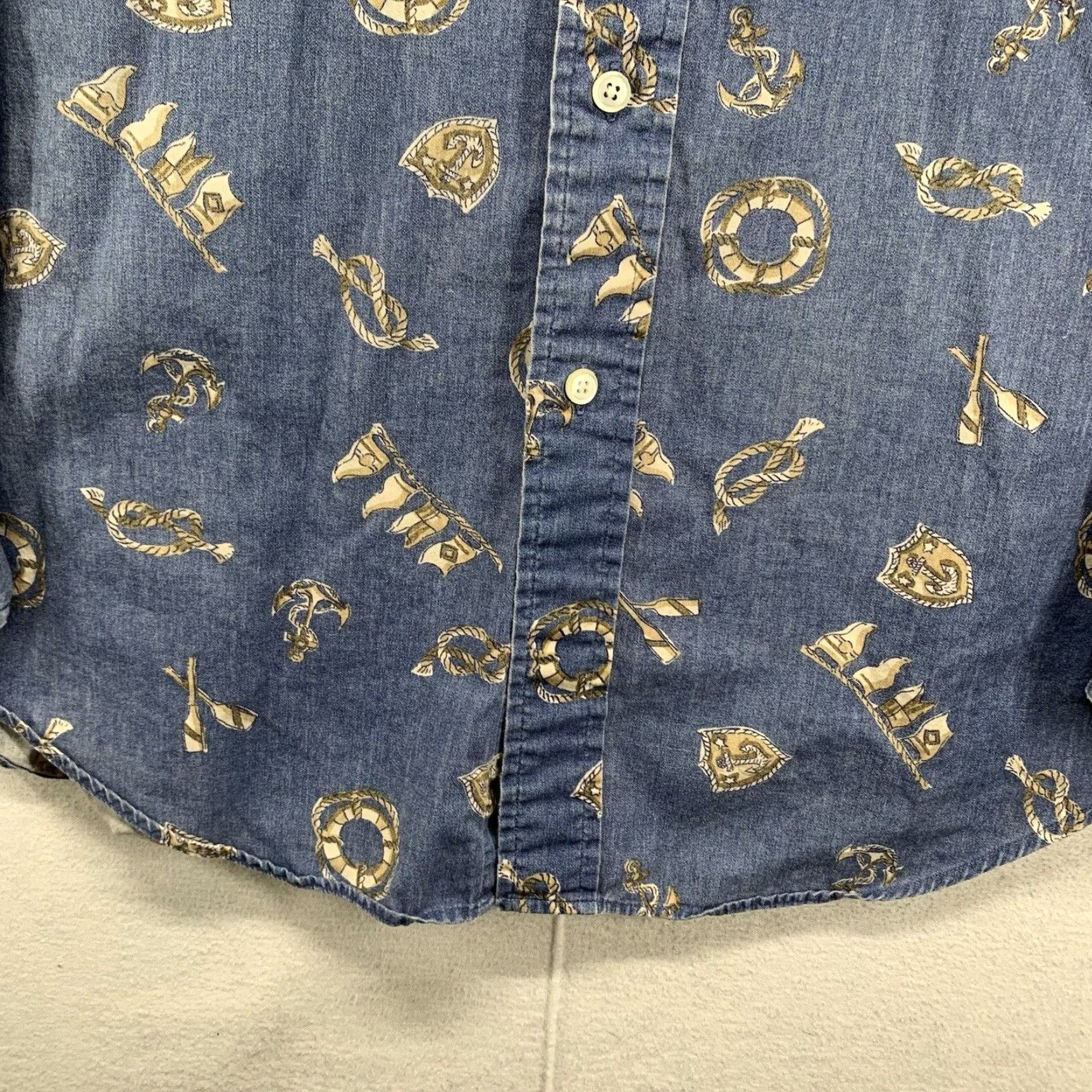 Nautica VINTAGE Nautica Button Up Shirt Mens Medium Blue Geometric Print Denim Cotton 90s Retro Size US M / EU 48-50 / 2 - 7 Thumbnail