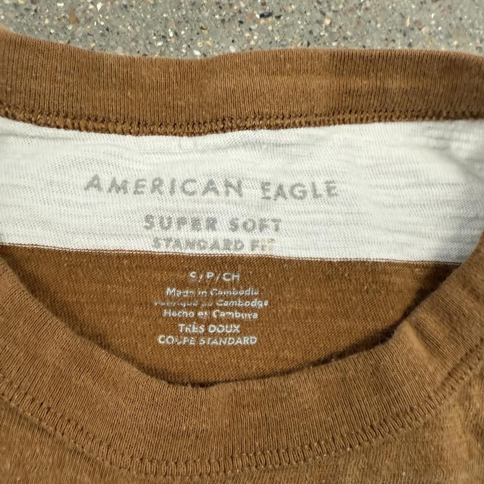 American Eagle Outfitters Single Stitch American Eagle Logo Striped T-Shirt - S Size US L / EU 52-54 / 3 - 4 Thumbnail