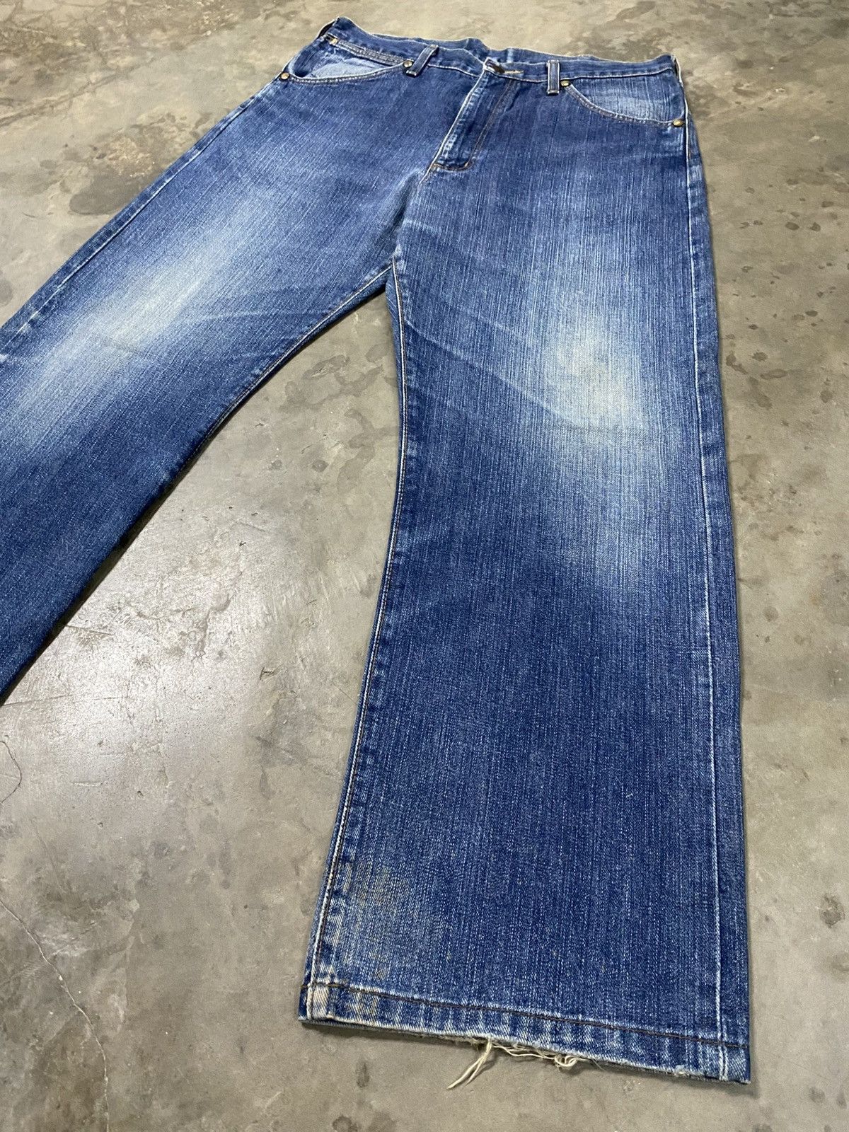 Jean × Vintage × Wrangler Vintage Wrangler Selvedge Washed Blue Distressed @271 Size US 33 - 5 Thumbnail