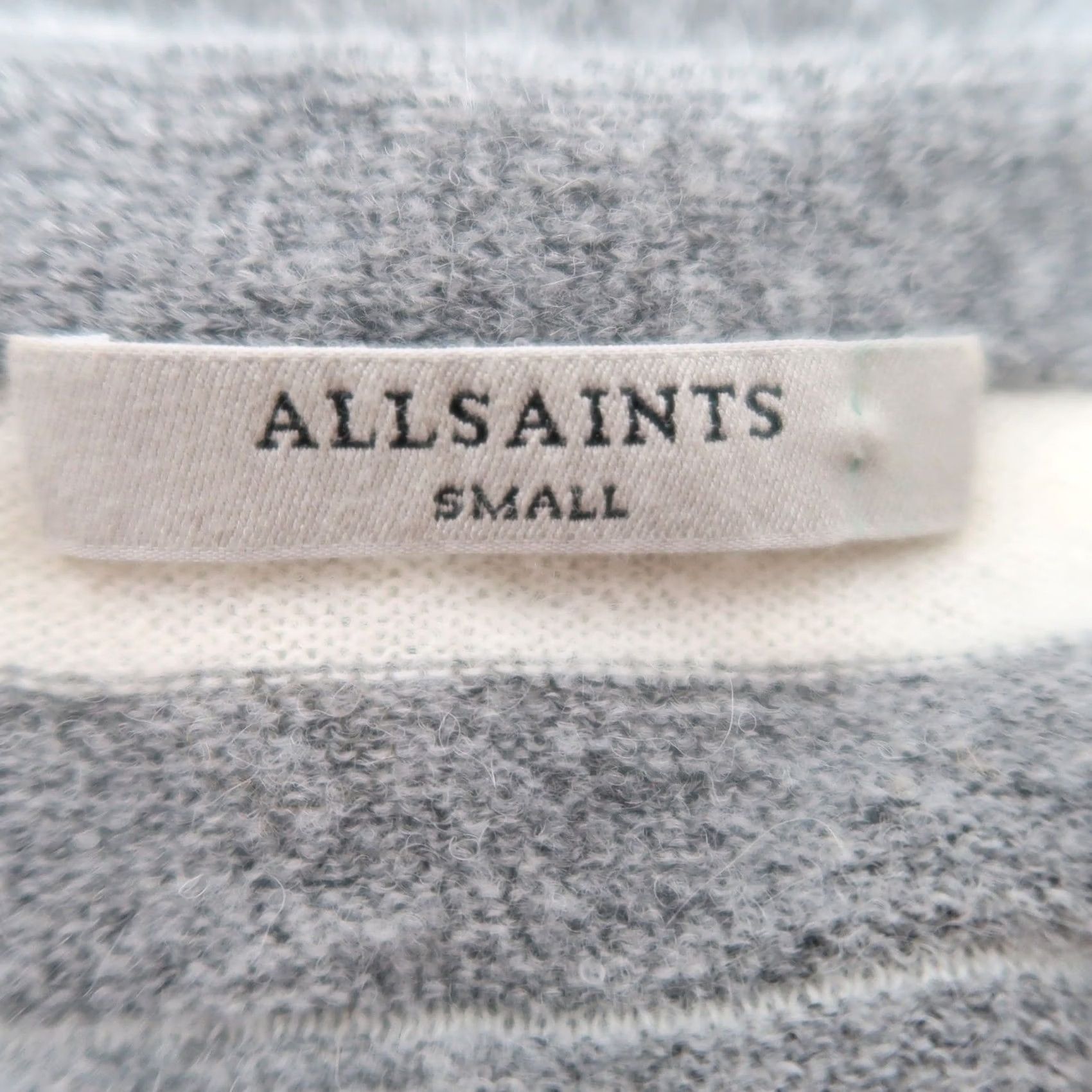 Allsaints ALLSAINTS Sweater Womens S Grey and Cream Striped Alpaca Wool Blend Size S / US 4 / IT 40 - 5 Thumbnail
