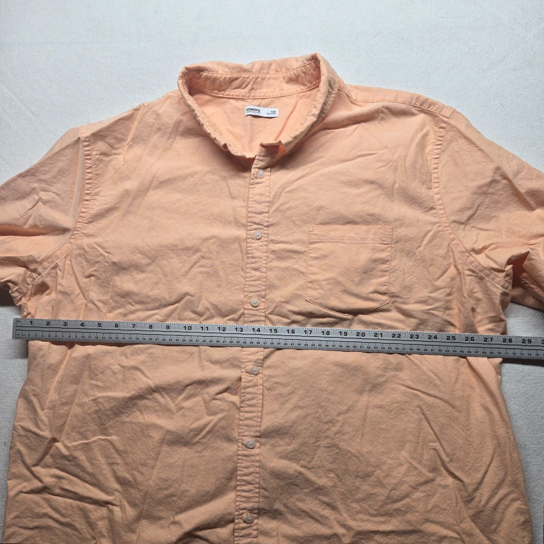 Vintage Sonoma Shirt Big & Tall 4XB Men Orange Solid Short Sleeve Button-Down Shirt Size US XXL / EU 58 / 5 - 4 Thumbnail