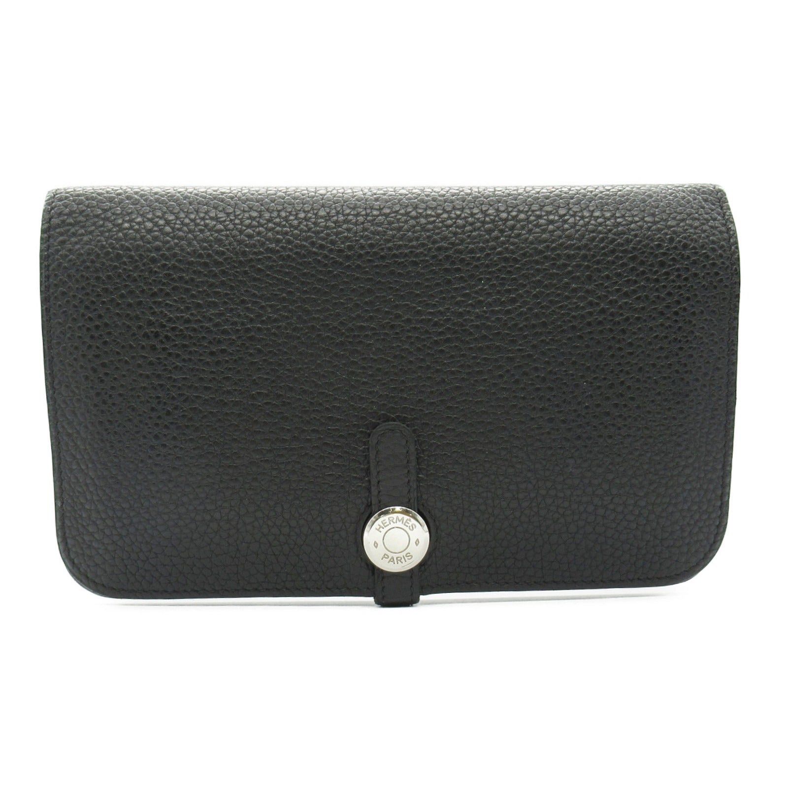 Hermes Hermes Dogon Gm Black Bi-Fold Long Wallet Leather Togo (Hermes) Silver Hardware Y Stamp Size ONE SIZE - 1 Thumbnail