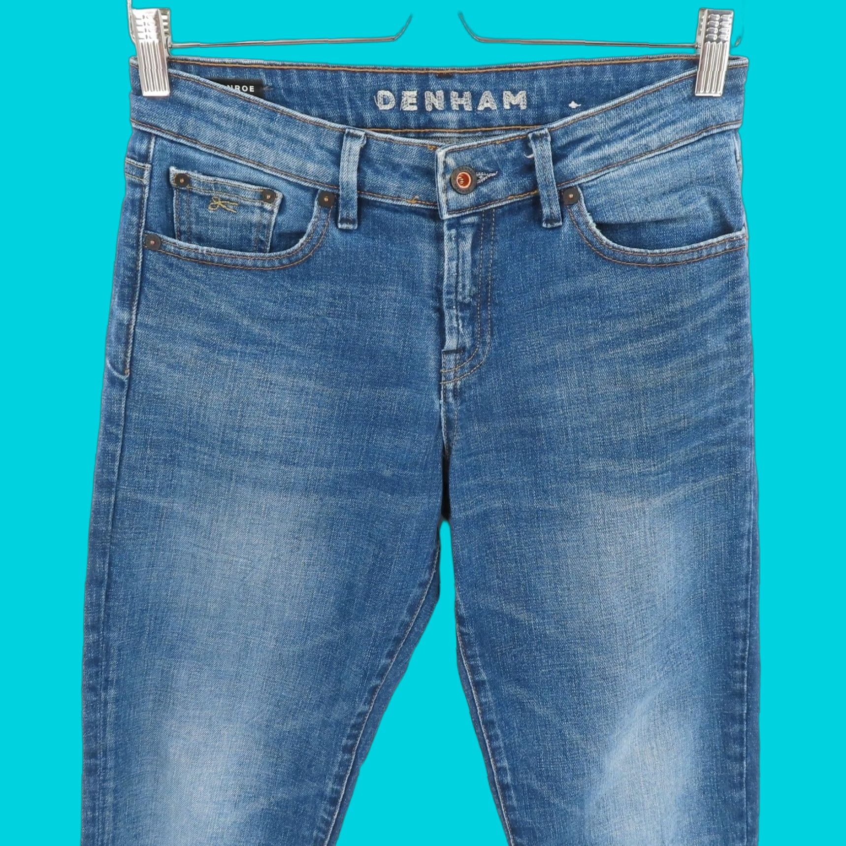 DENHAM Denham Womens 24W 28L Monroe Girlfriend Tapered Fit Medium Wash Blue Denim Jeans Size 42" / US 20 - 1 Thumbnail