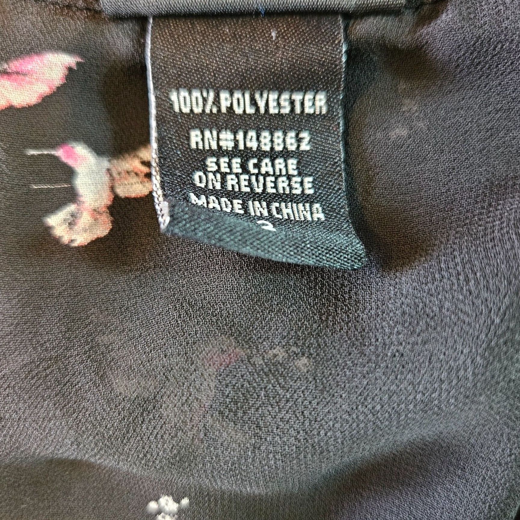 Torrid Torrid Womens Button Front Top Sz 2 Black Pink Hummingbird Print Semi Sheer Blouse Short Sleeve Plus Size Size XXL / US 16-18 / IT 52-54 - 4 Thumbnail
