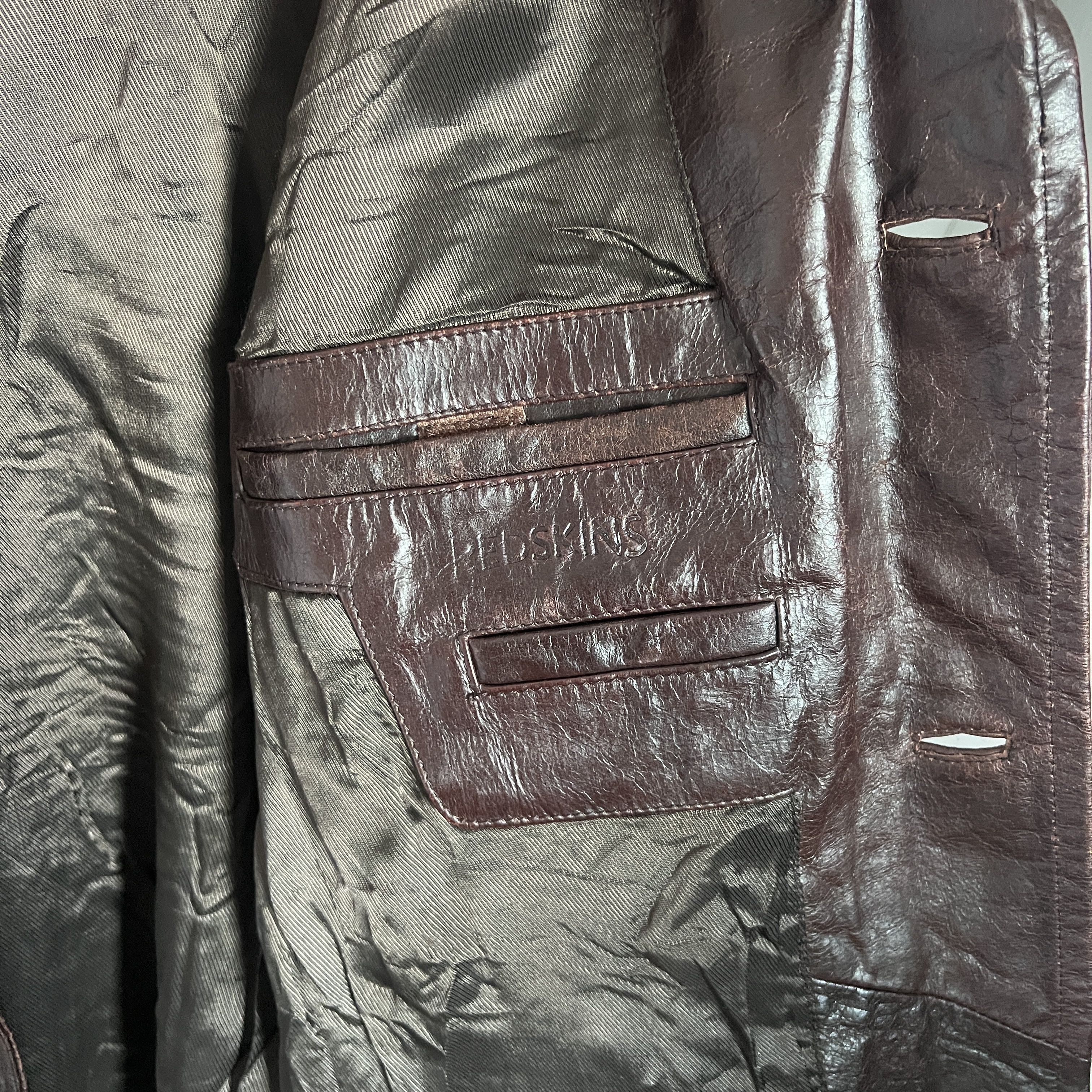 Johnson Motors × NFL Men's REDSKINS 100% Leather Brown Jacket Size XL Size US XL / EU 56 / 4 - 10 Thumbnail