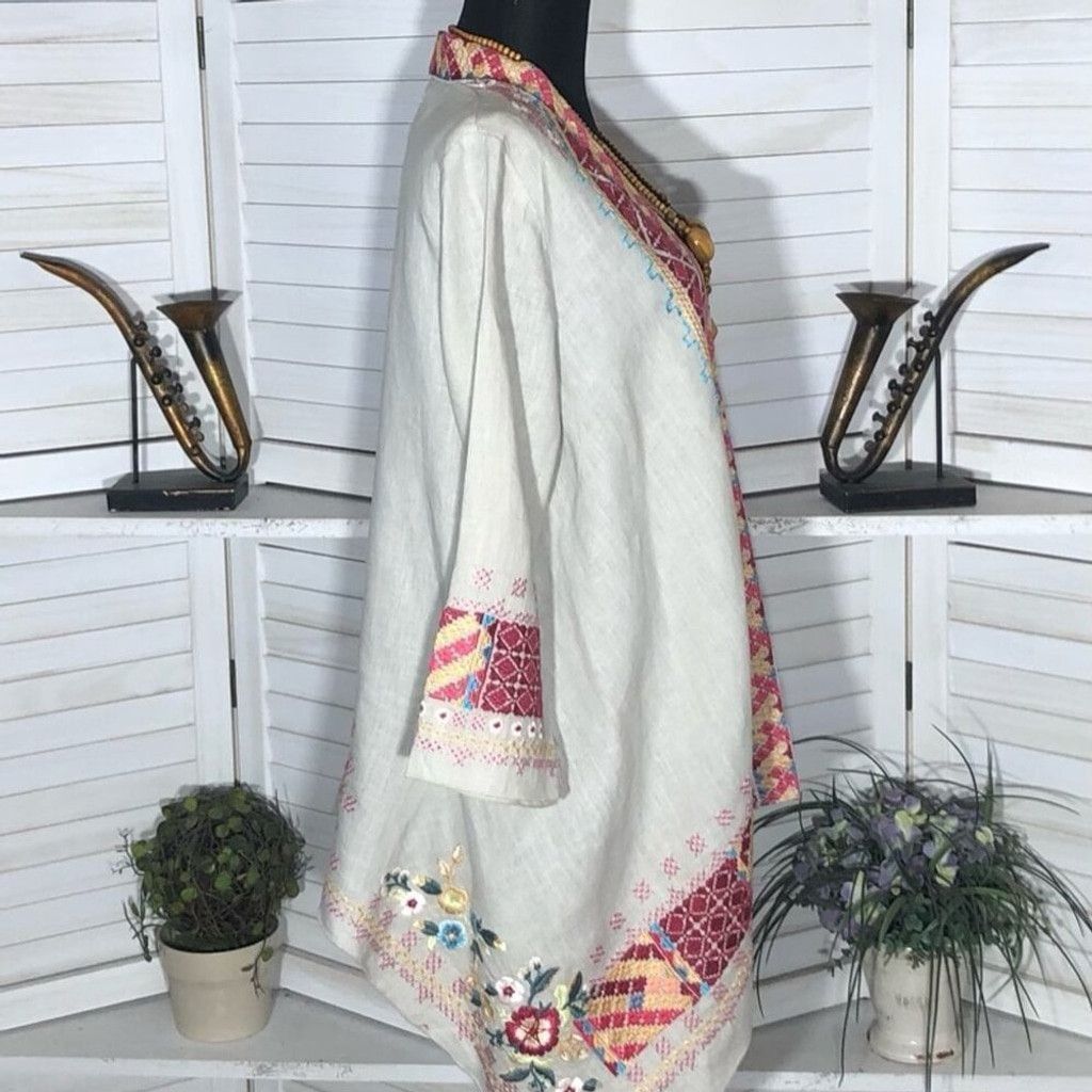 Johnny Was Johnny Was Kimono Drape Cardigan Embroidered Aztec Linen M Size L / US 10 / IT 46 - 3 Thumbnail