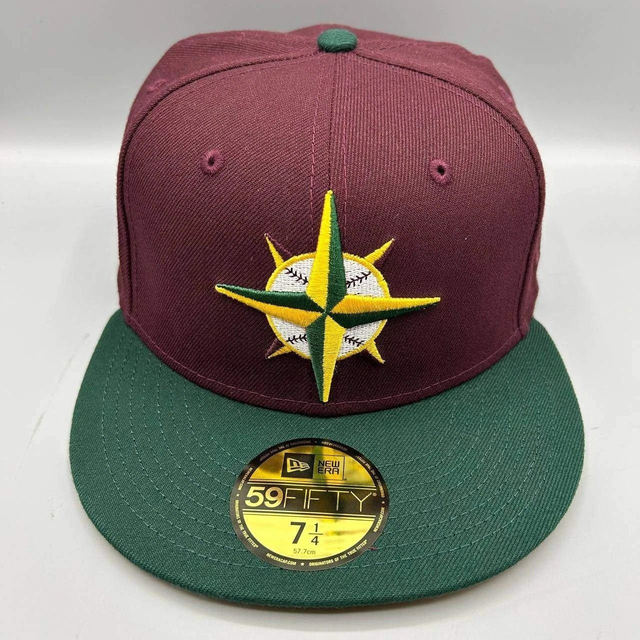 New Era Seattle Mariners Hat Men 7 1/4 Red Green MLB Fitted Cap New Size ONE SIZE - 1 Thumbnail