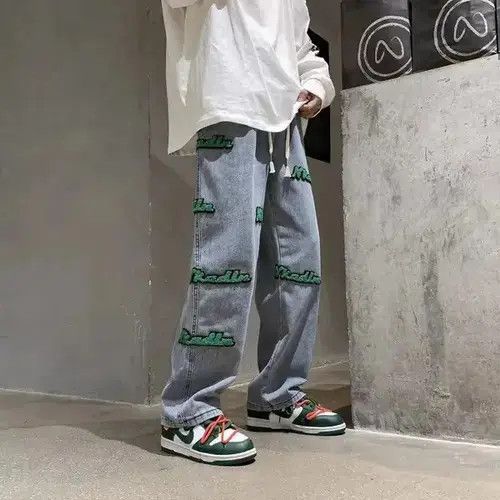 VIBE Vintage washed distressed embroidered letter jeans Size US 32 / EU 48 - 4 Thumbnail