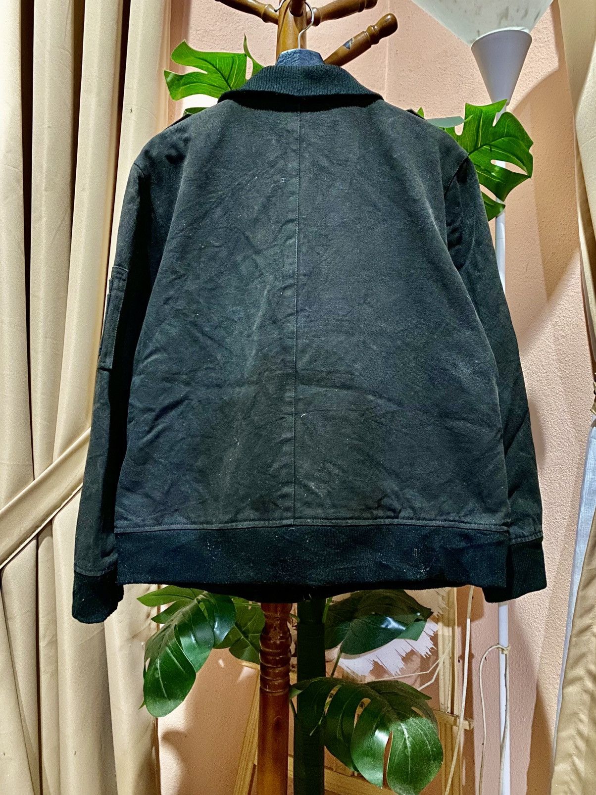 Japanese Brand Vomanie Black Canvas Bomber Jacket Military-Style Workwear Size US L / EU 52-54 / 3 - 9 Thumbnail