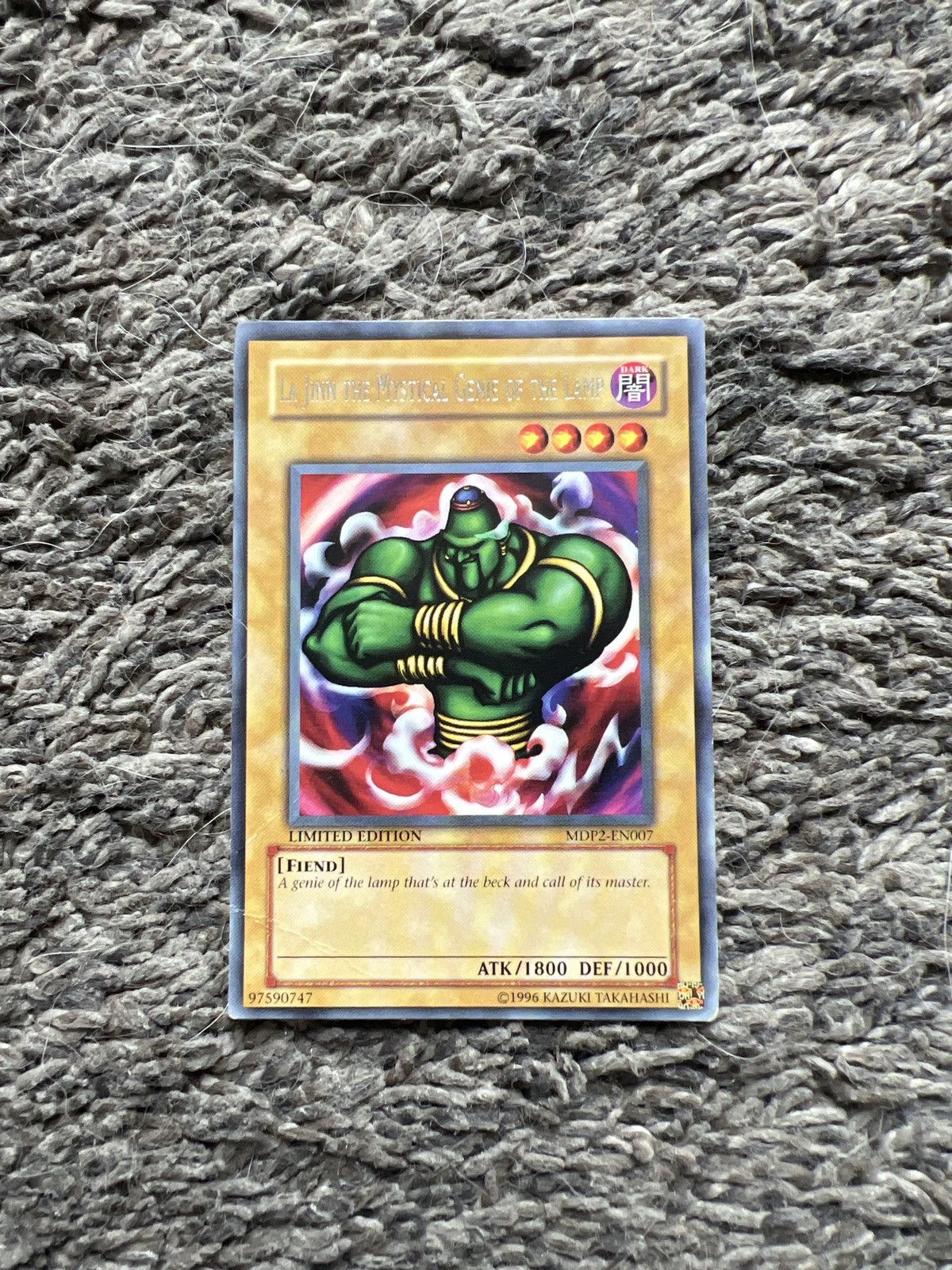 Vintage 1996 Konami Yu-Gi-Oh! La Jinn The Mystical Genie Of The Lamp Size ONE SIZE - 1 Thumbnail