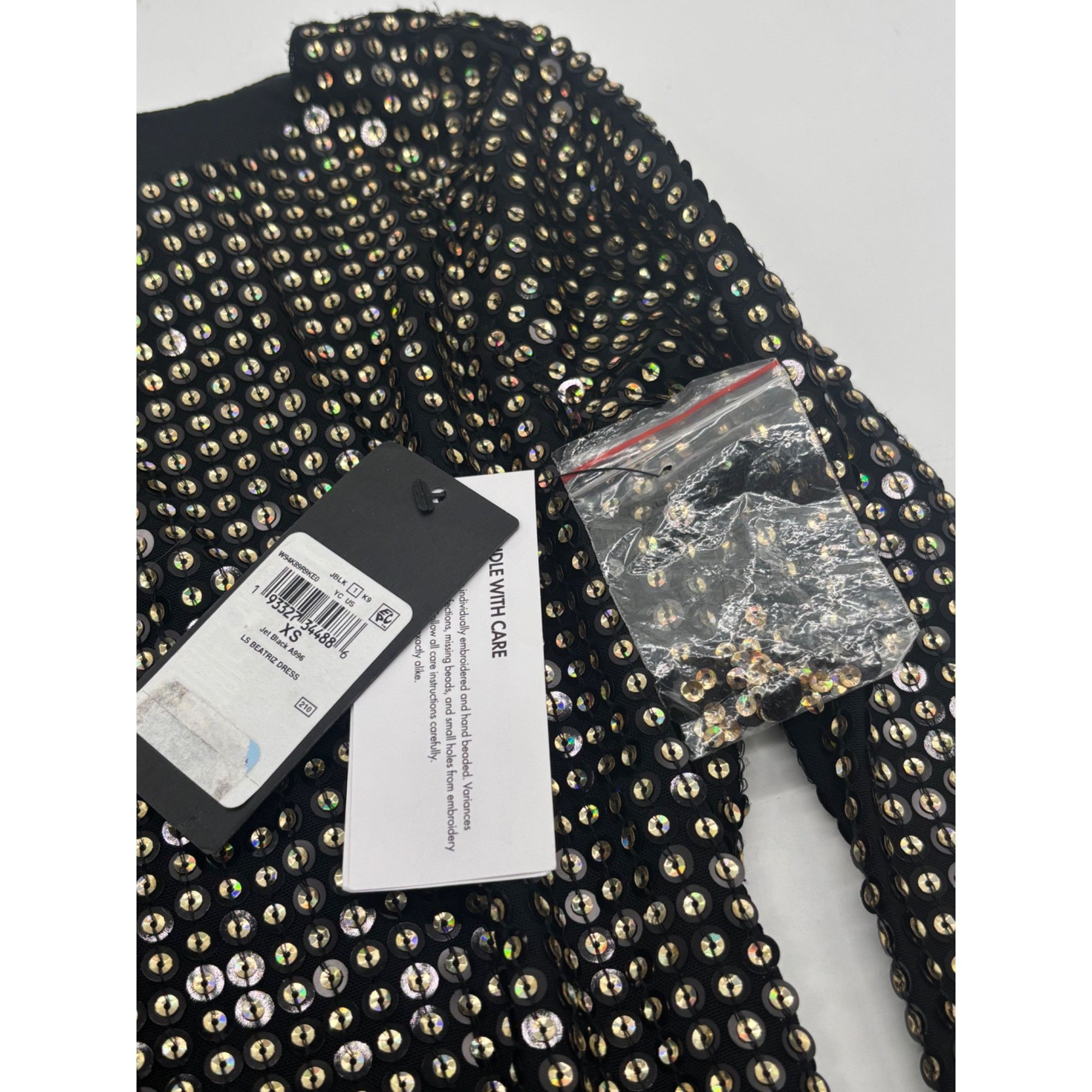 GUESS Beatriz Backless Sequin Dress, Black/Gold, XS