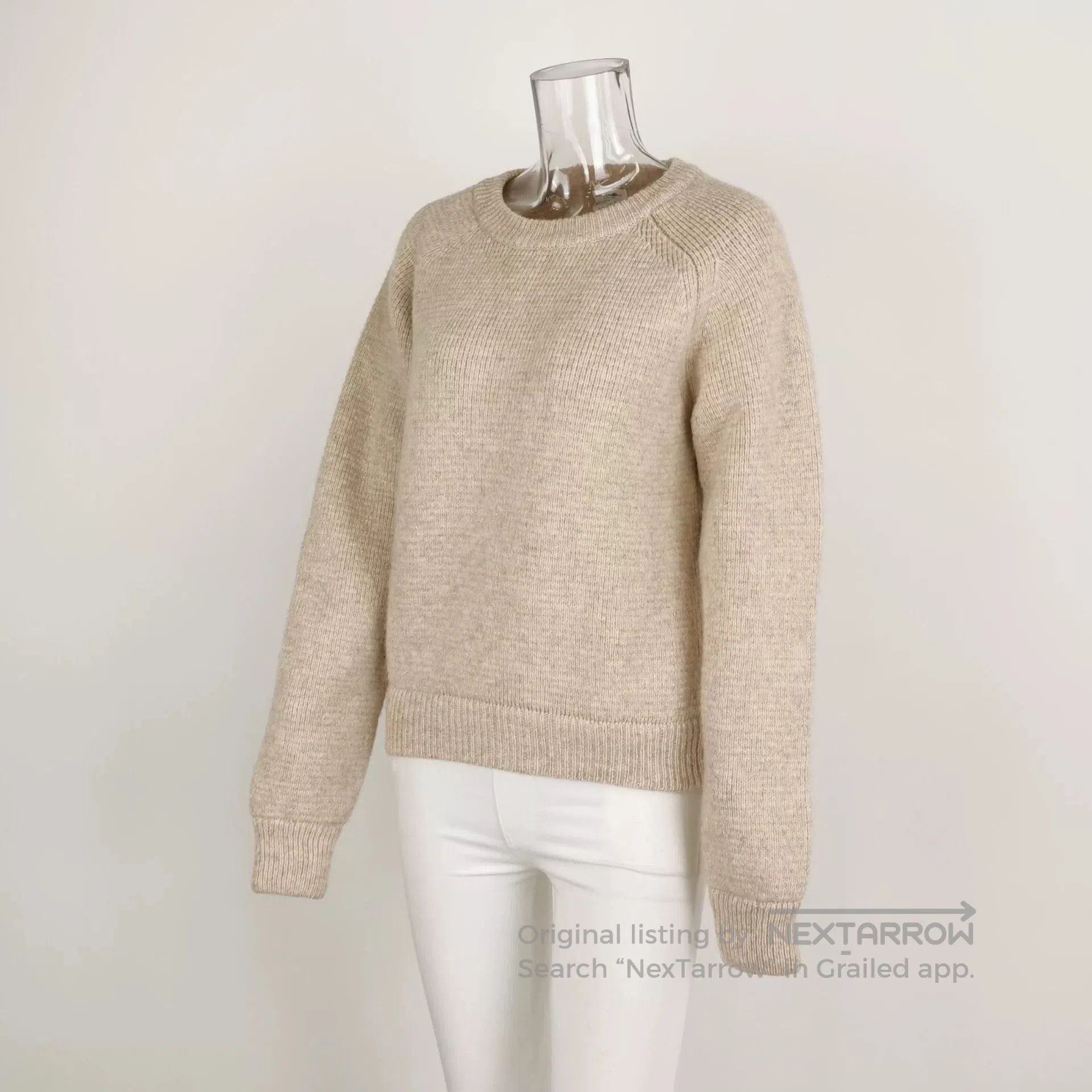 Saint Laurent Paris Saint Laurent Beige Ribbed Crew Neck Sweater. Size US L / EU 52-54 / 3 - 2 Thumbnail