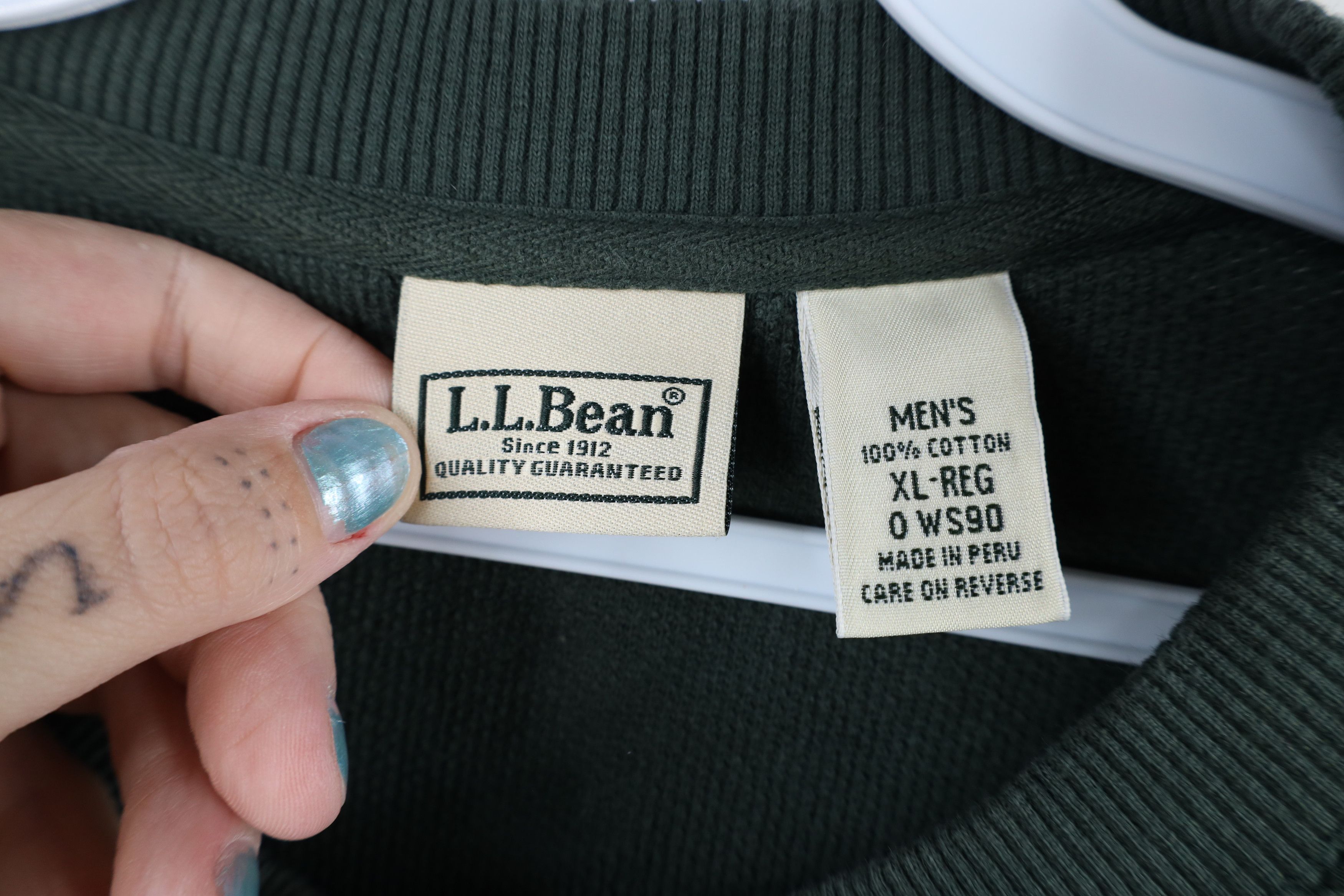 L.L. Bean × Vintage Vintage LL Bean Heavyweight Waffle Knit Sweatshirt Green Size US XL / EU 56 / 4 - 4 Thumbnail