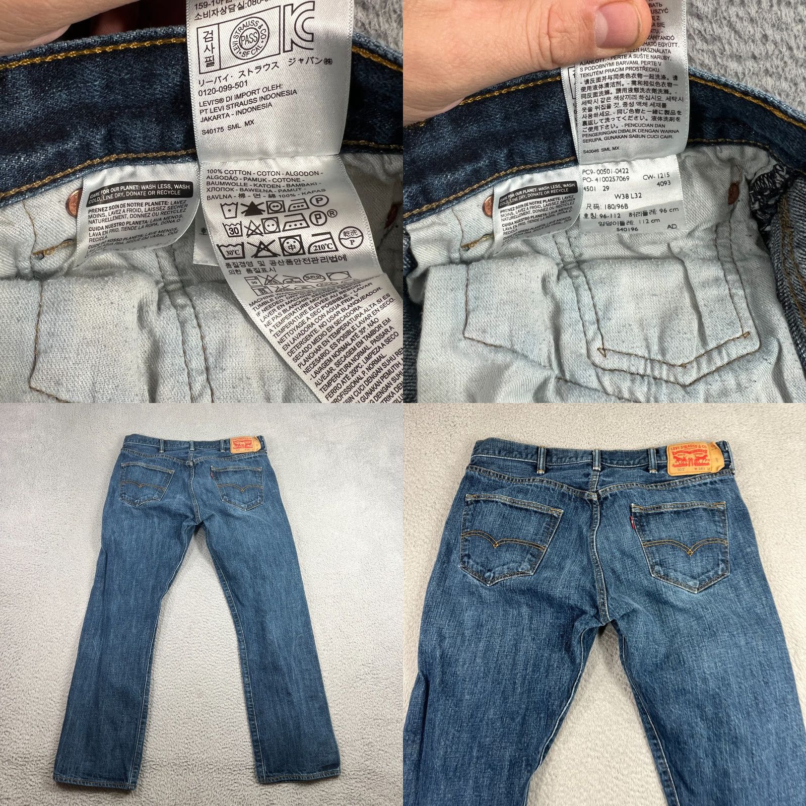 Levi's Levi’s 501 Jeans Mens 36x30 Blue Cotton Denim Straight Dark Size US 36 / EU 52 - 8 Thumbnail
