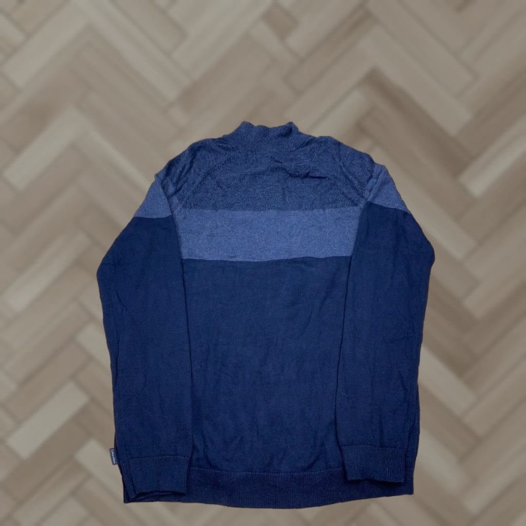 Calvin Klein Calvin Klein Pullover Sweater XL Blue Color Block Mock Neck Long Sleeve Men's 1/4 Zip Casual Size US XL / EU 56 / 4 - 1 Thumbnail