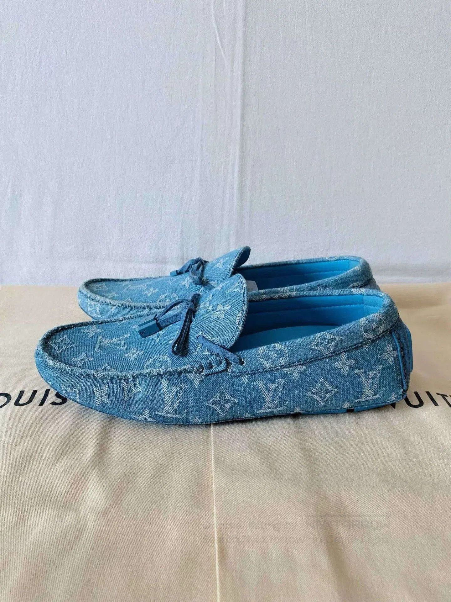 Louis Vuitton LV Denim Monogram Logo Loafers. Size US 8 / EU 41 - 8 Thumbnail
