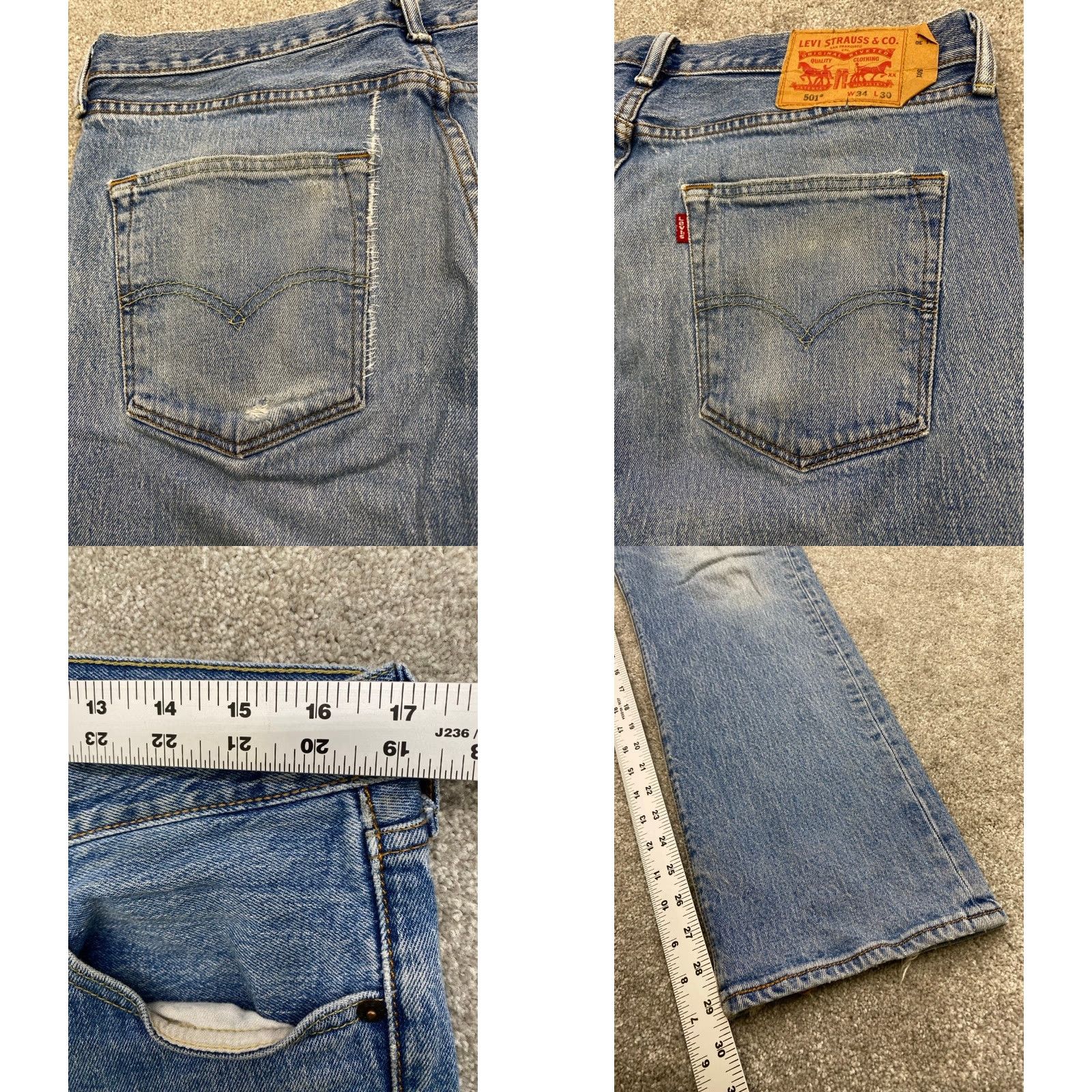 Levi's Levi's 501 Jeans Men 34x30 Blue Denim Button Fly Straight Levi'S 501 Series Regular 5-Pocket Denim Cotton Jeans Mens Size US 34 / EU 50 - 9 Thumbnail