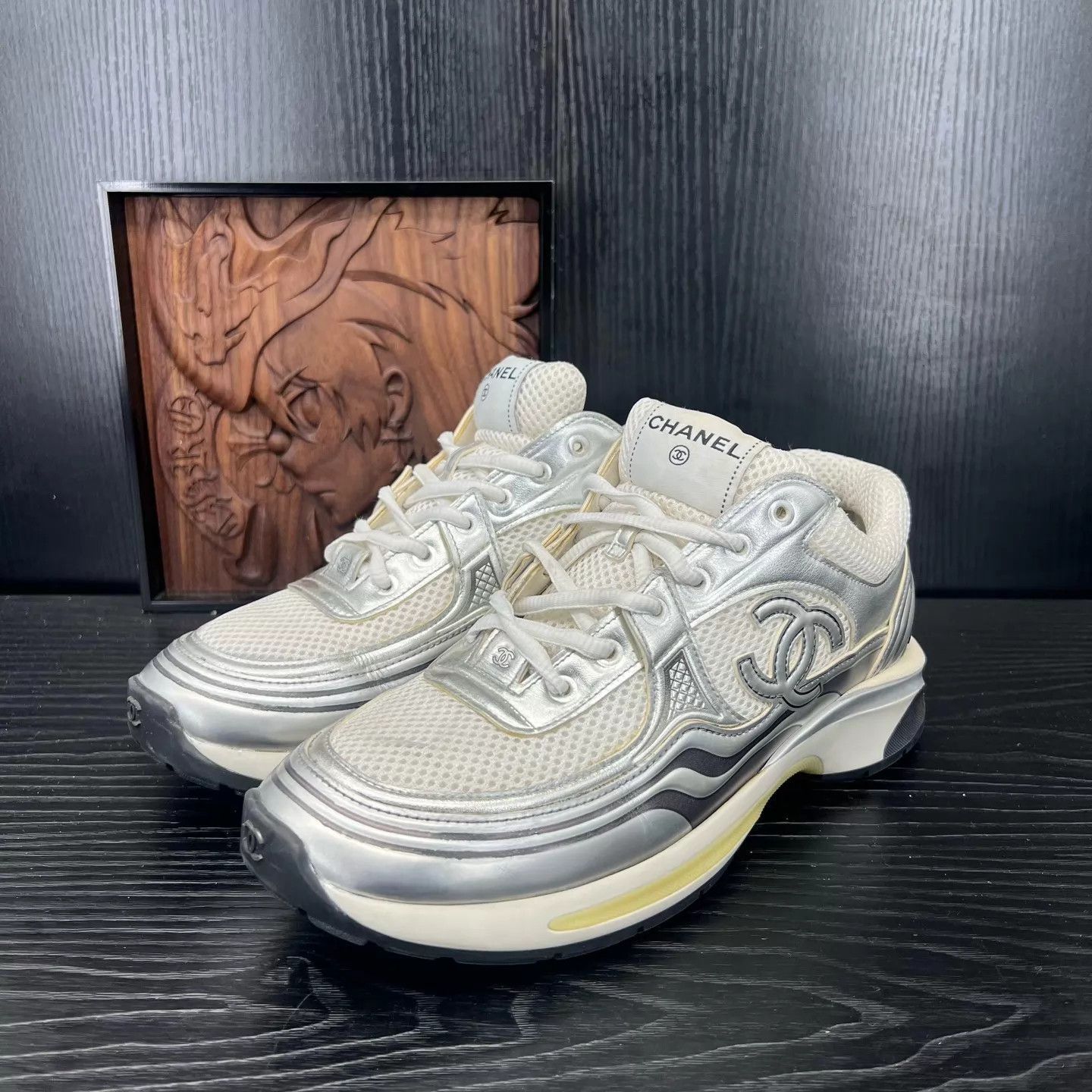 Chanel Silver Low-Top Sneakers Size 8 Size US 8 / EU 41 - 1 Thumbnail