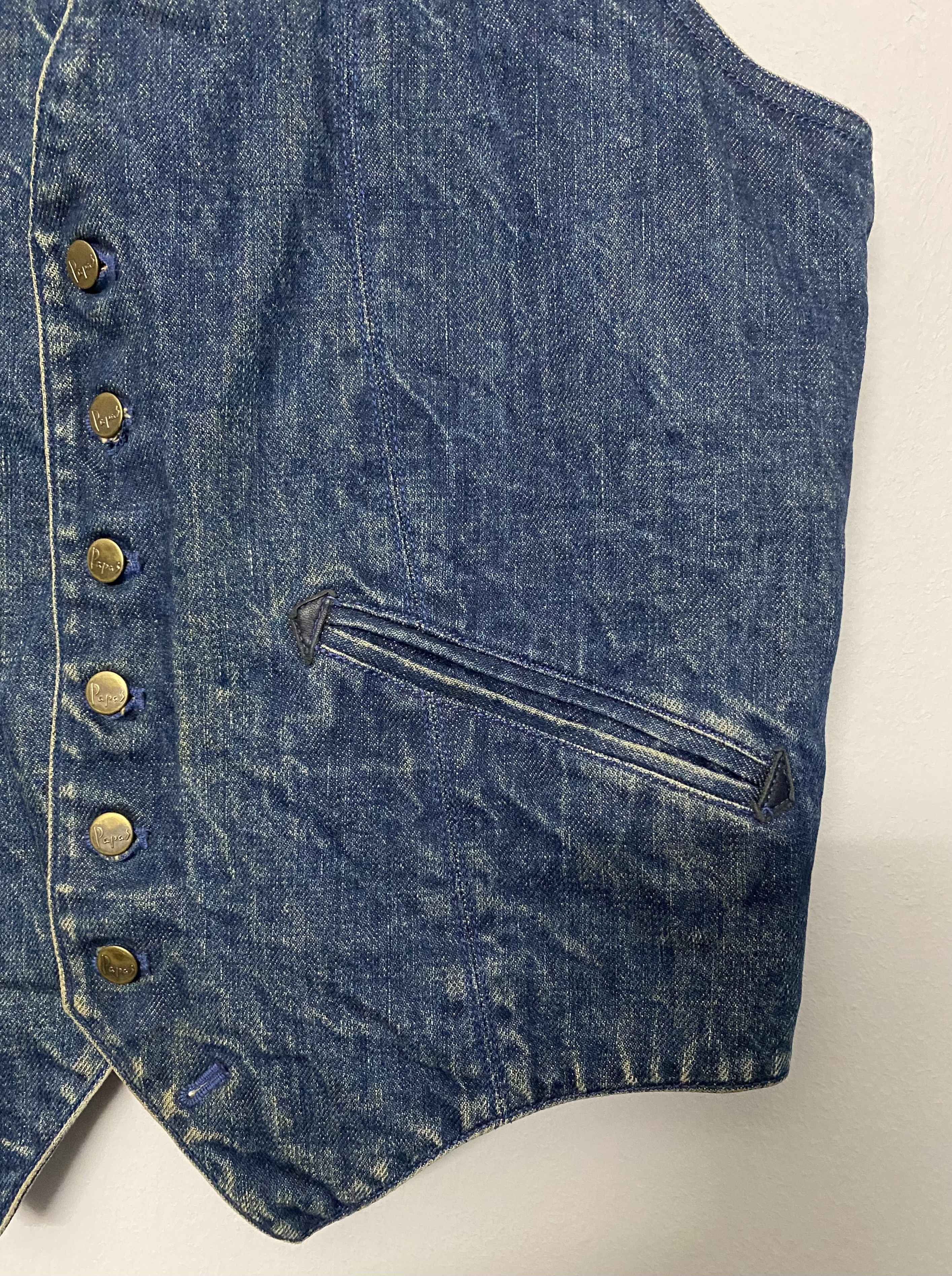 Japanese Brand Papas Maniere De Heming Denim Leather Western Vest Size S Size 48R - 8 Thumbnail