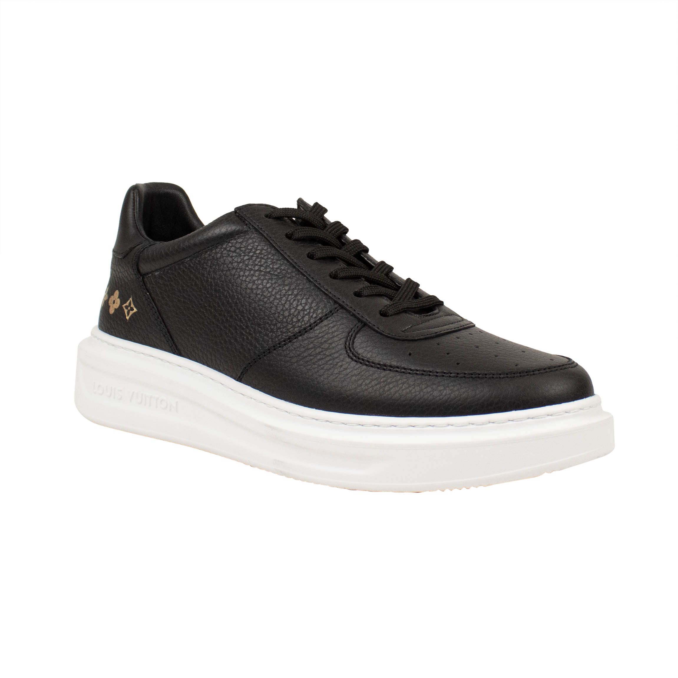 image of Louis Vuitton Black Grained Leather Beverly Hills Sneakers, Men's (Size 5)