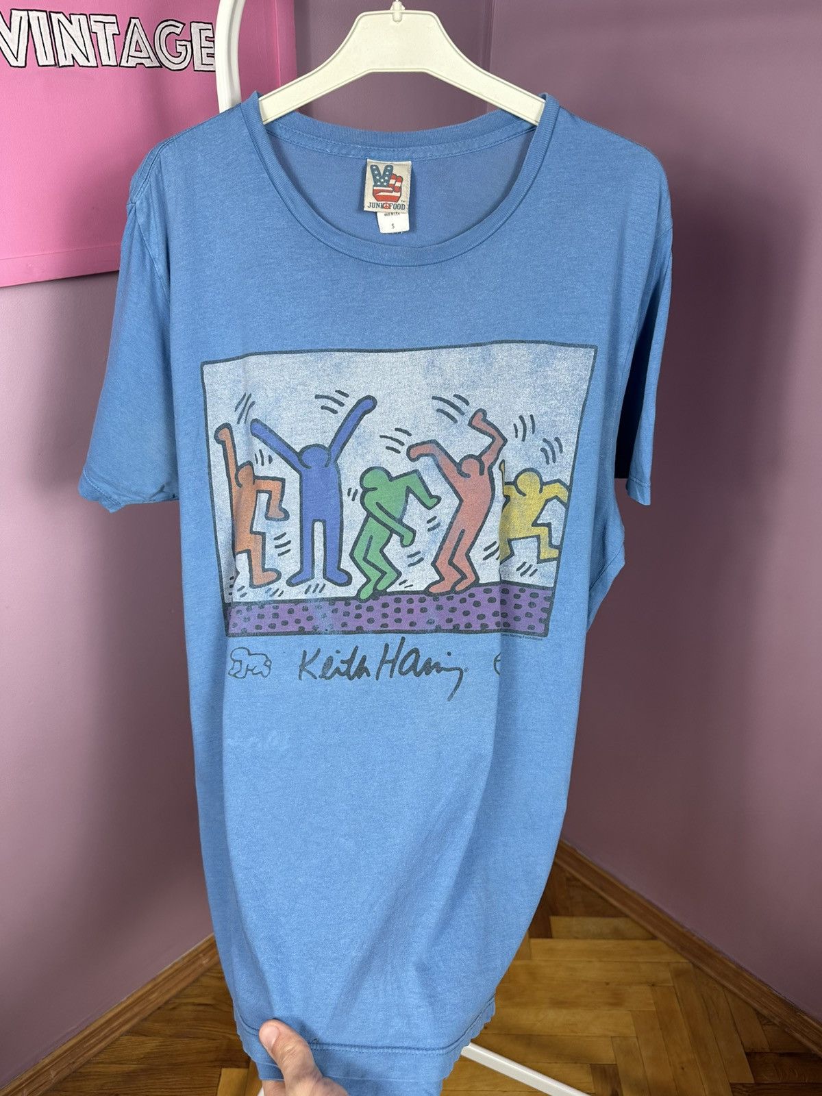 Junk Food Vintage Junk Food Keith Haring Dance Art T-Shirt Blue Logo Size US S / EU 44-46 / 1 - 8 Thumbnail