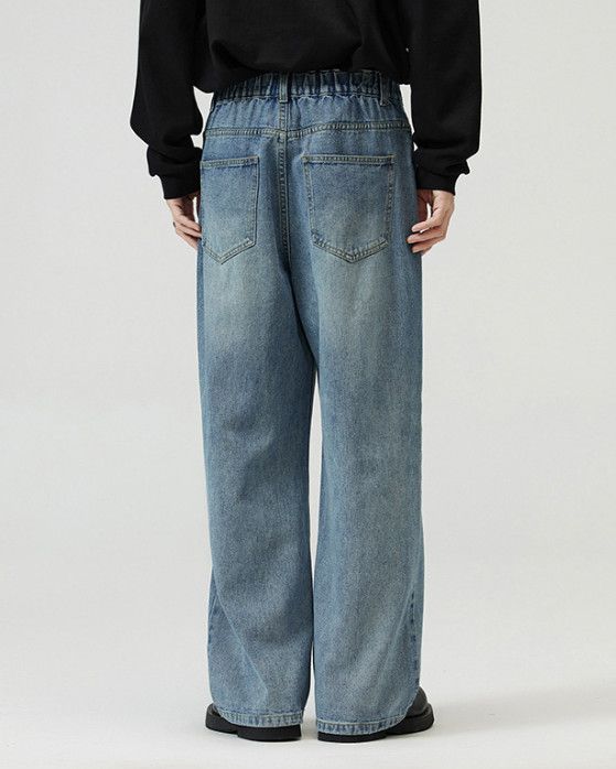 Japanese Brand Men's loose straight leg vintage washed distressed jeans Size US 32 / EU 48 - 4 Thumbnail