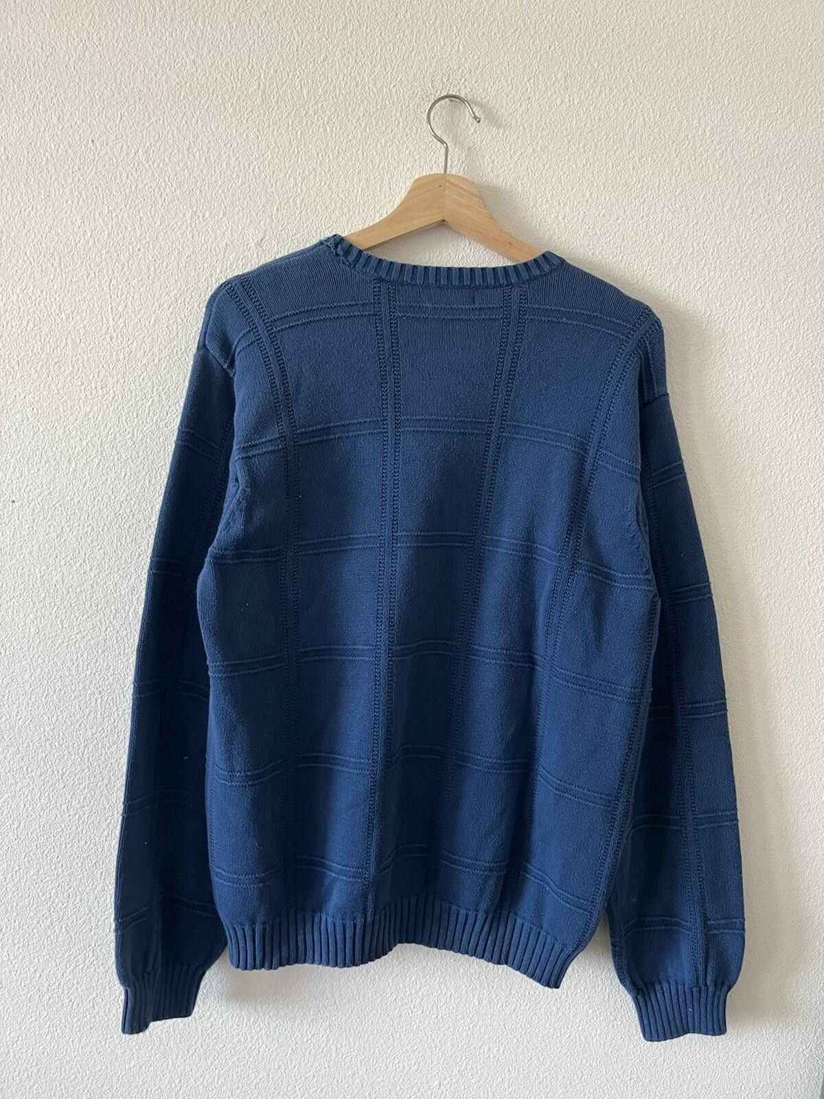 Izod IZOD Vintage Blue Cotton Grid Crewneck Sweater L Size US L / EU 52-54 / 3 - 4 Thumbnail