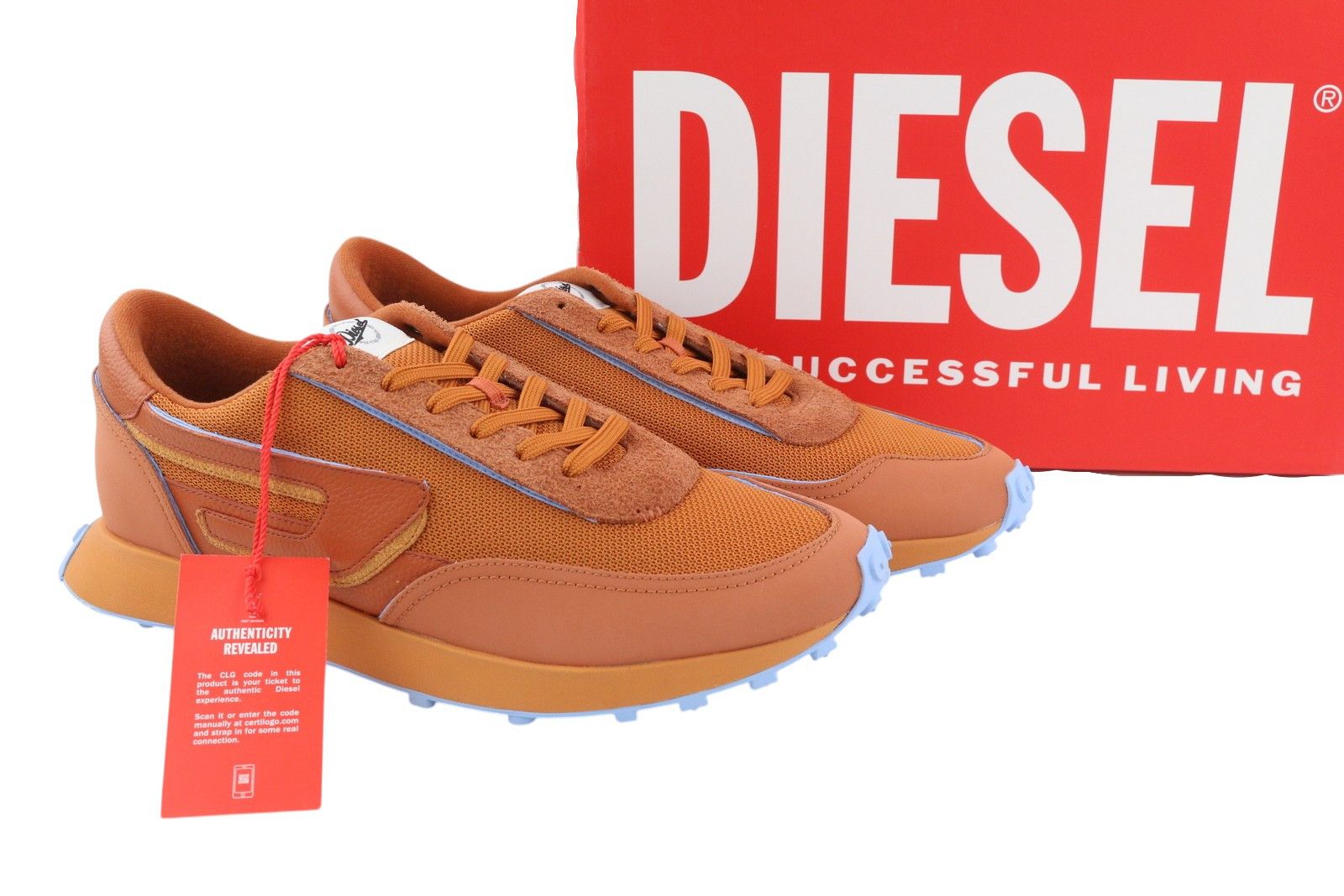 Diesel S-RACER LC EU45 Brown Leather Low Top Logo 41137 Size US 12 / EU 45 - 1 Thumbnail