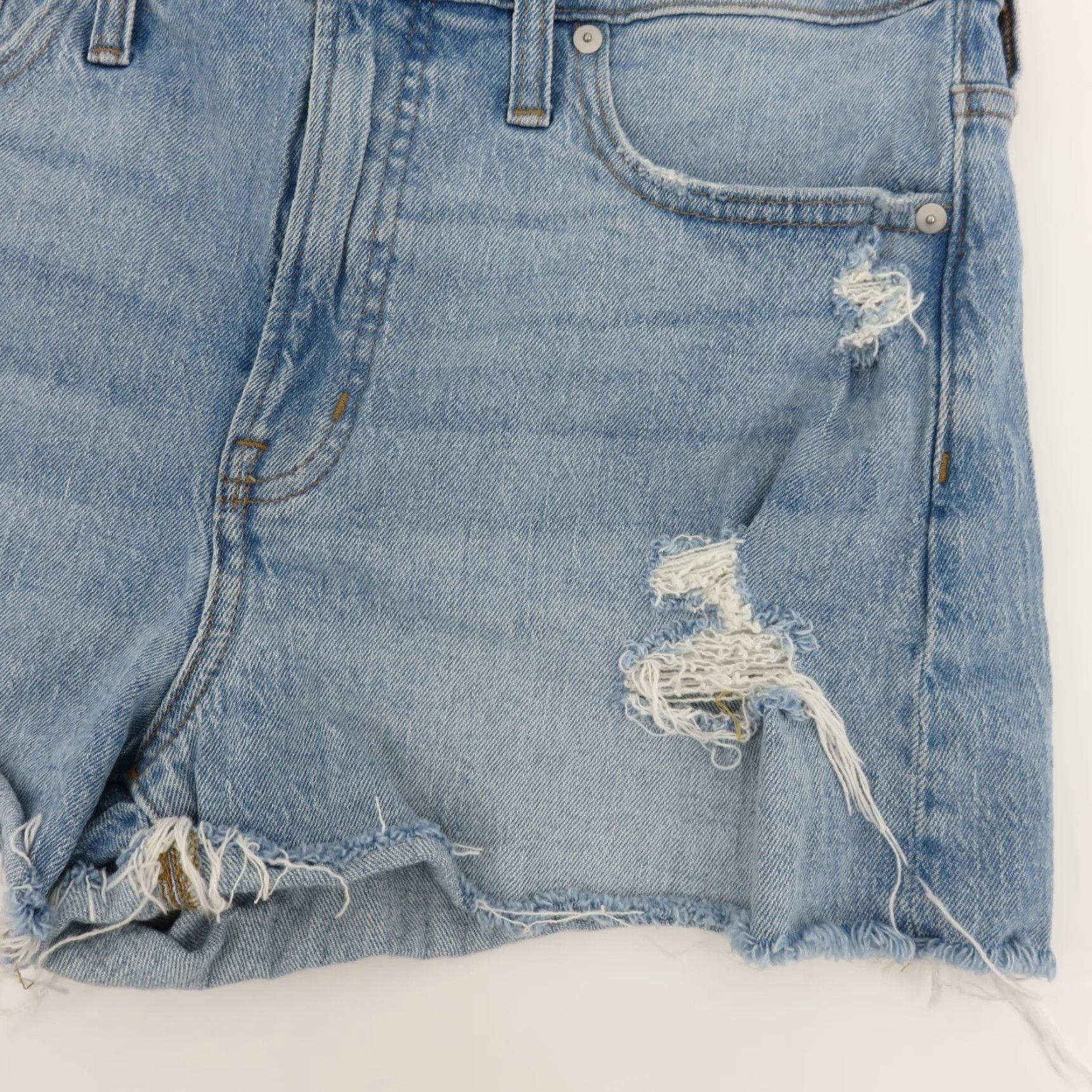 Madewell VINTAGE Madewell The Perfect Jean Short Women 30 Denim Blue 5-Pocket Pockets Distressed Raw Hem Casual Summer Spring Size 30" / US 8 / IT 44 - 3 Thumbnail