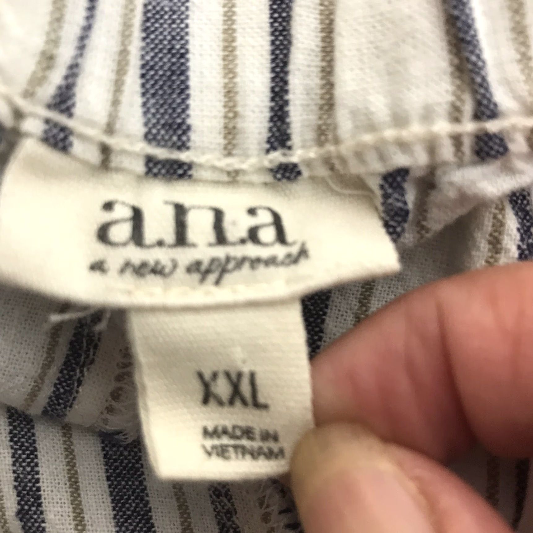 Vintage A New Approach Striped Pull On Shorts Women's 2XL White Blue Beige Paperbag Casual Everyday Size 40" / US 18 - 5 Thumbnail