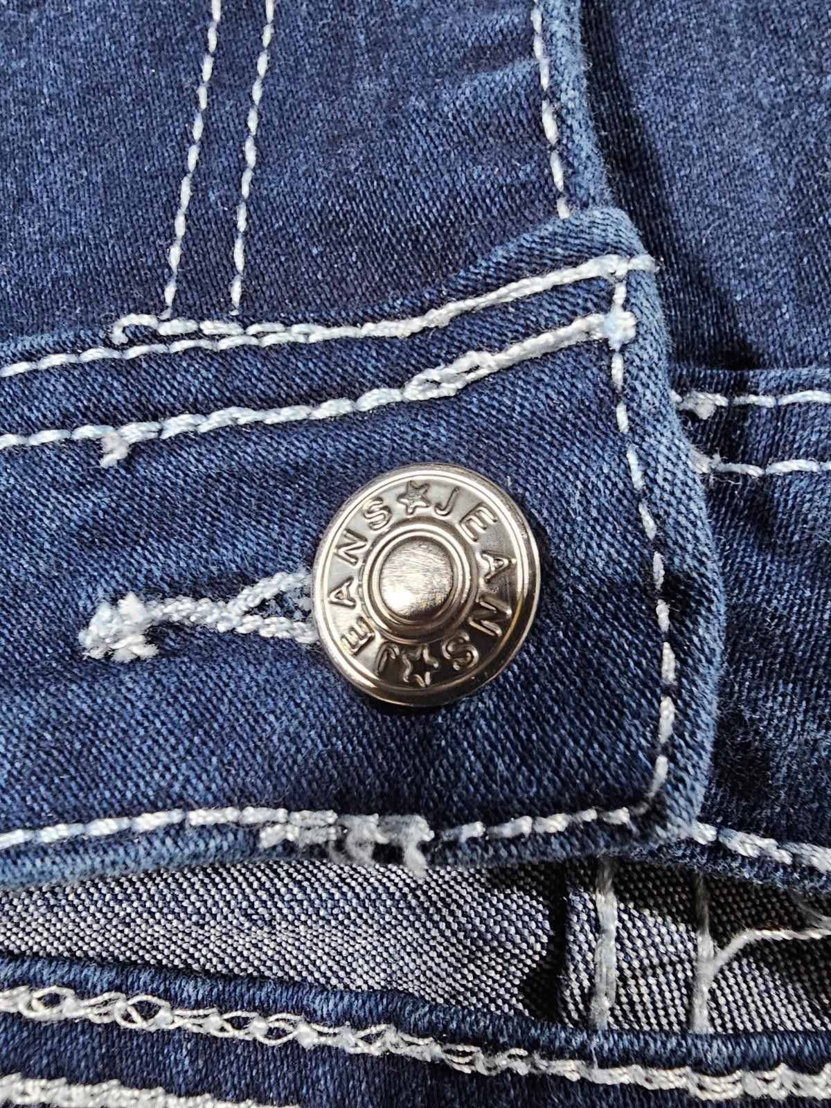 Unknown London Feather embroidery pockets Large blue jeans APPROX 30x31 Size 36" / US 14 / IT 50 - 3 Thumbnail