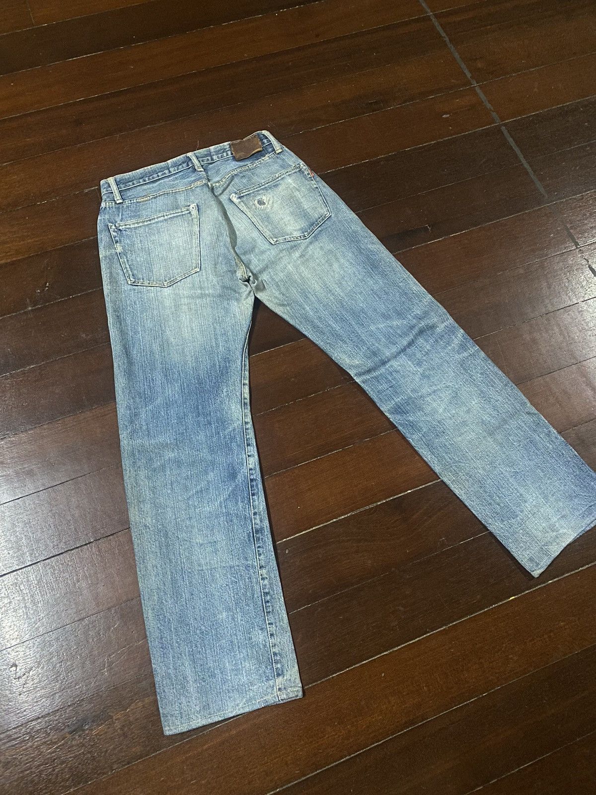 OMNIGOD Rare vintage Omnigod Distressed orenge Selvedge Jeans rework Size US 32 / EU 48 - 12 Thumbnail