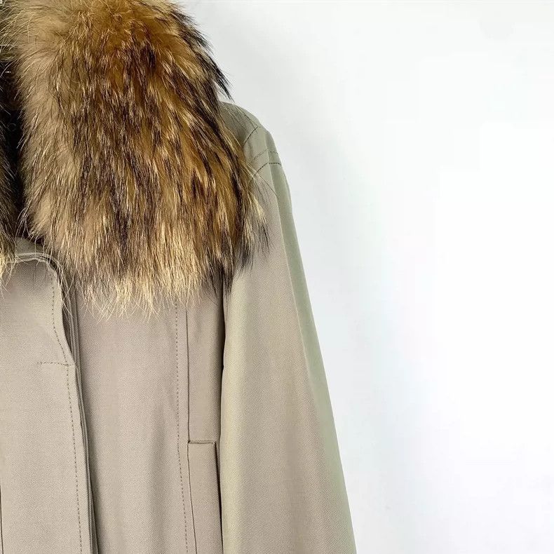 Gucci Gucci Beige Long Sleeve Parka with Fur Collar-2505 Size L / US 10 / IT 46 - 3 Thumbnail